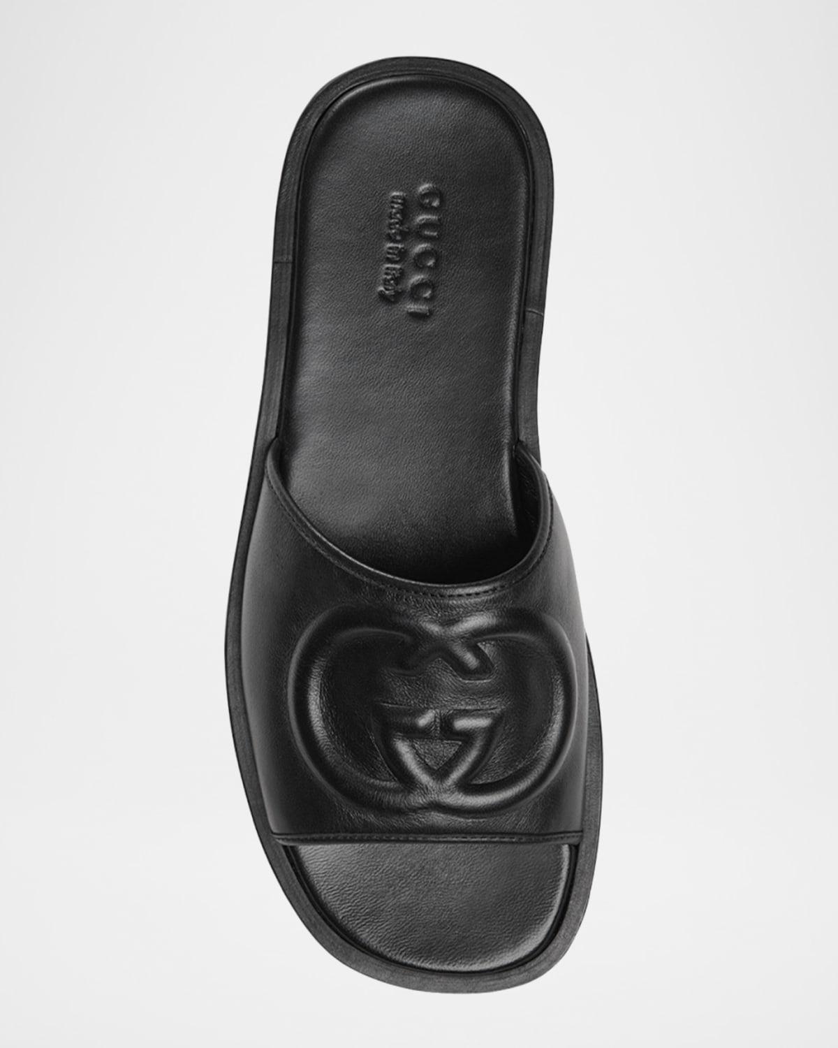 Gucci Slide Sandal With Interlocking G, Leather in Black for Men