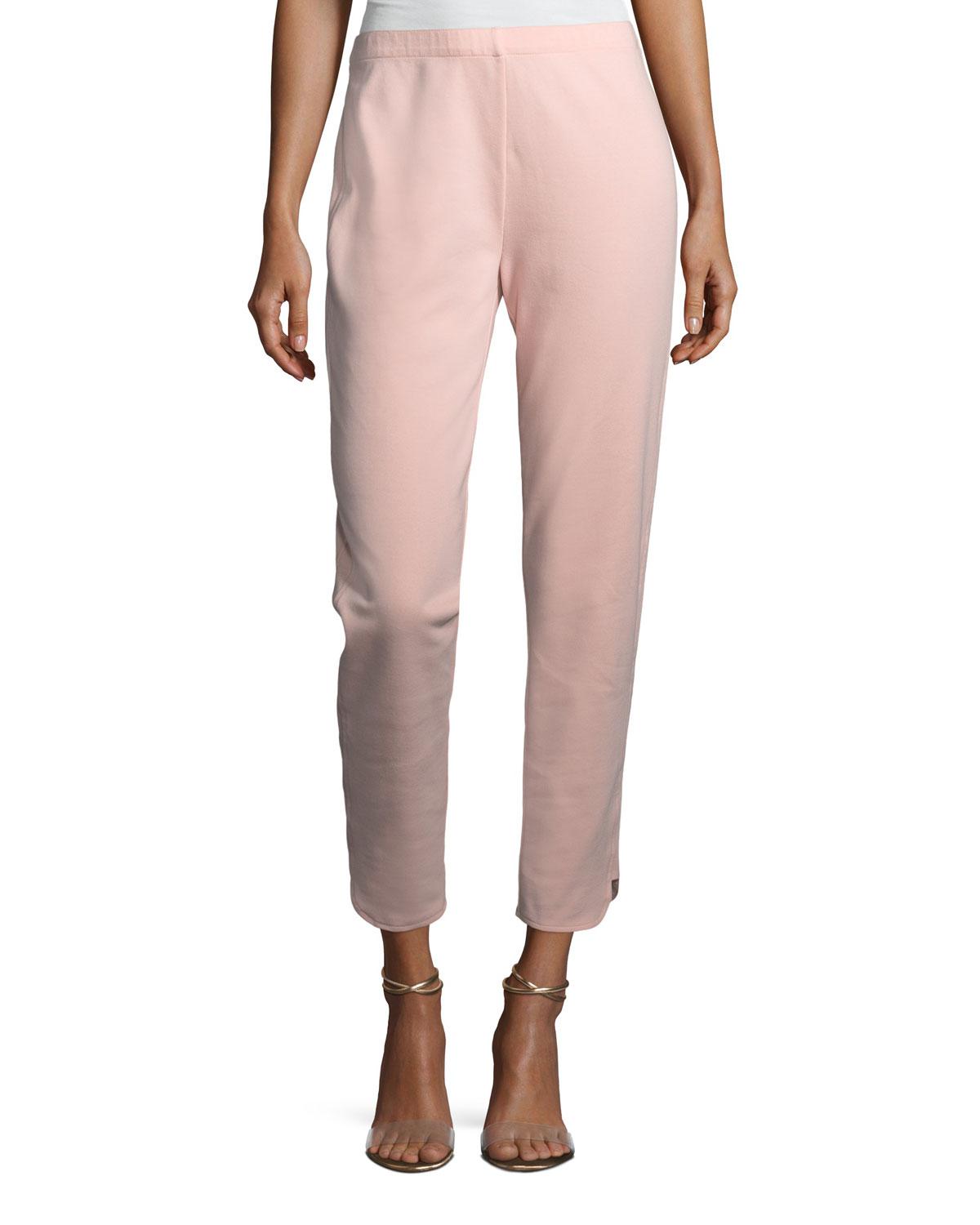 Joan Vass Cotton Ankle Pants W/ Notch Detail in Blossom Pink (Pink ...