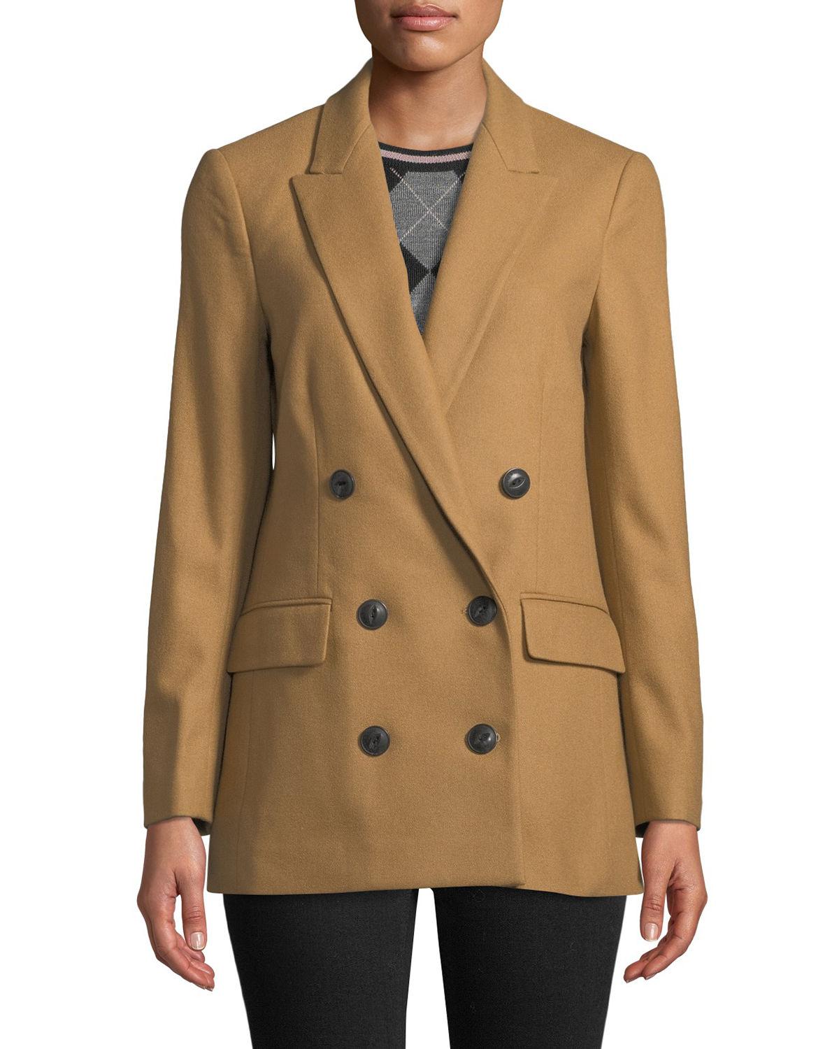 Rag & Bone Ellie Oversized Double-breasted Wool Blazer in Tan (Gray) - Lyst