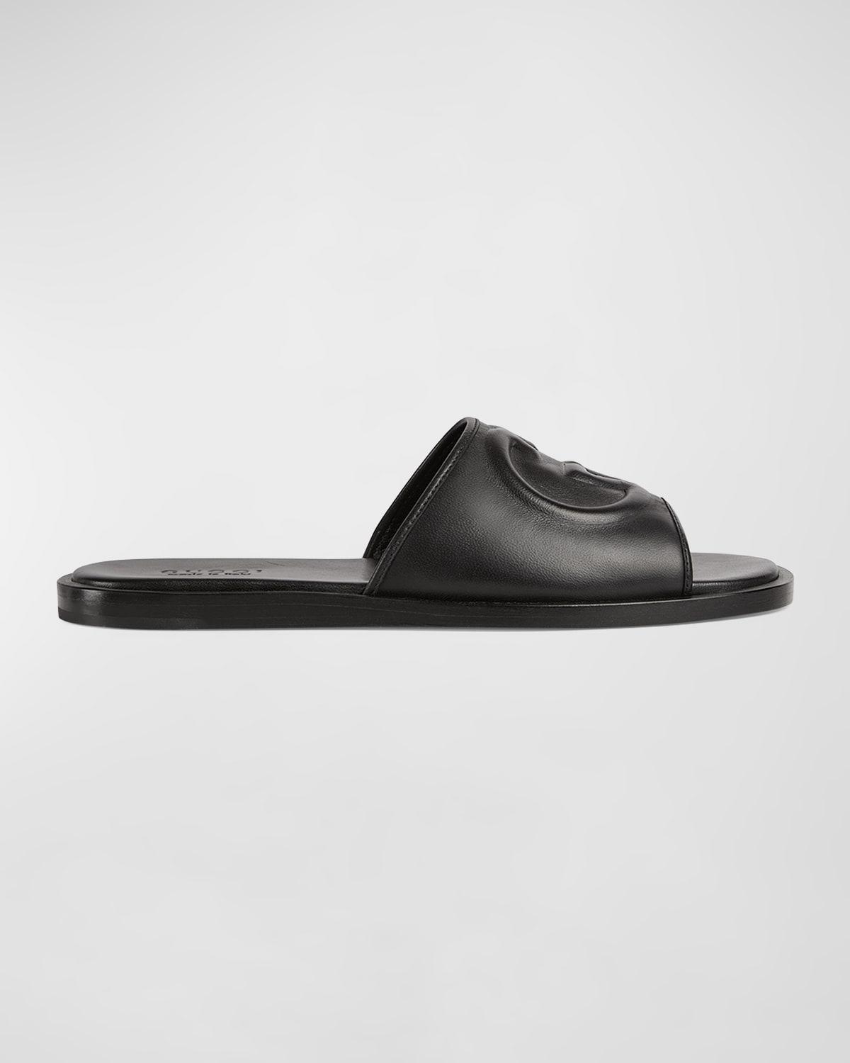 【Gucci】インターロック Gスライド Gucci Slide Interlocking G Leather Black Men's - 644756