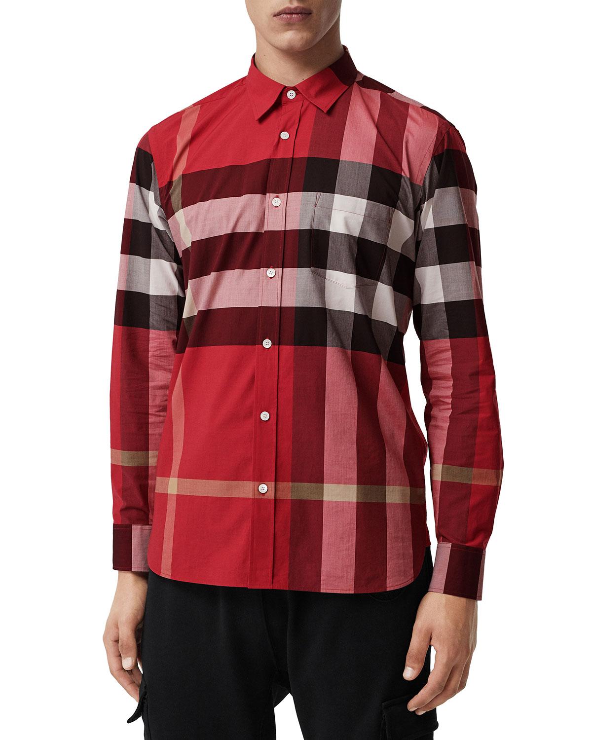 Burberry Check Stretch Cotton Shirt in 