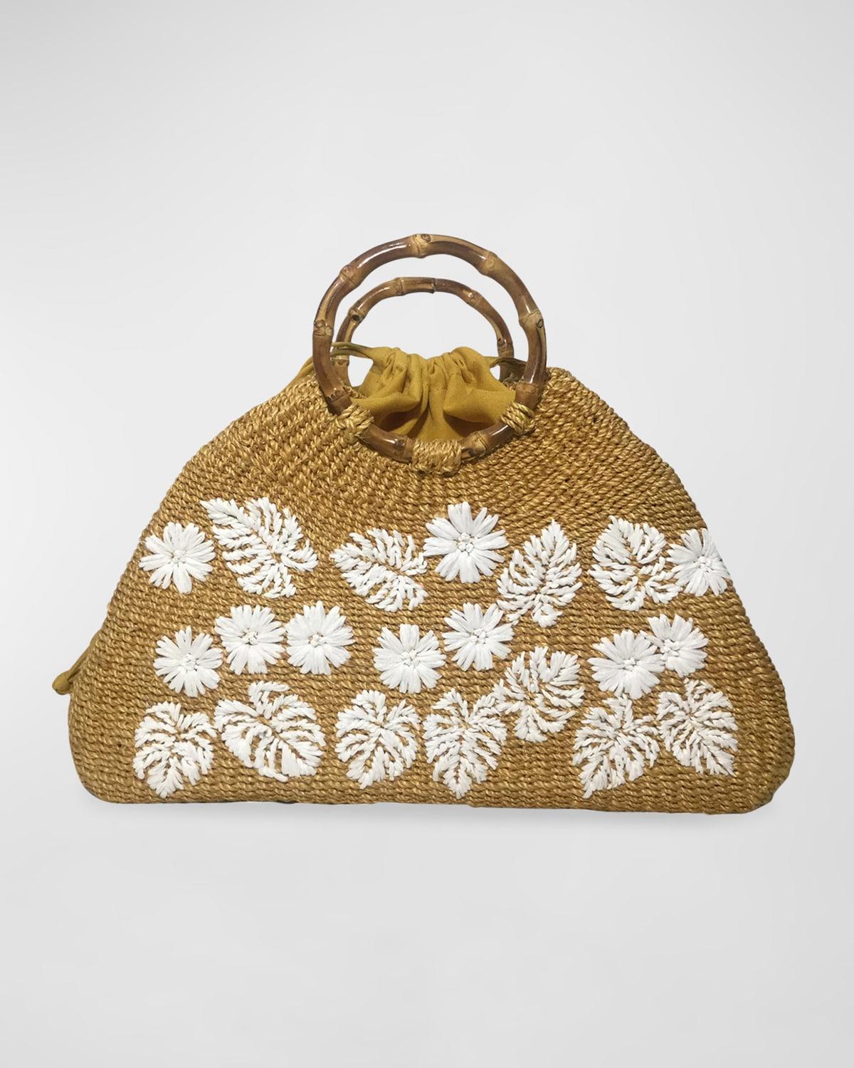 Serpui Emma Flower Embroidered Top-handle Bag in Metallic | Lyst