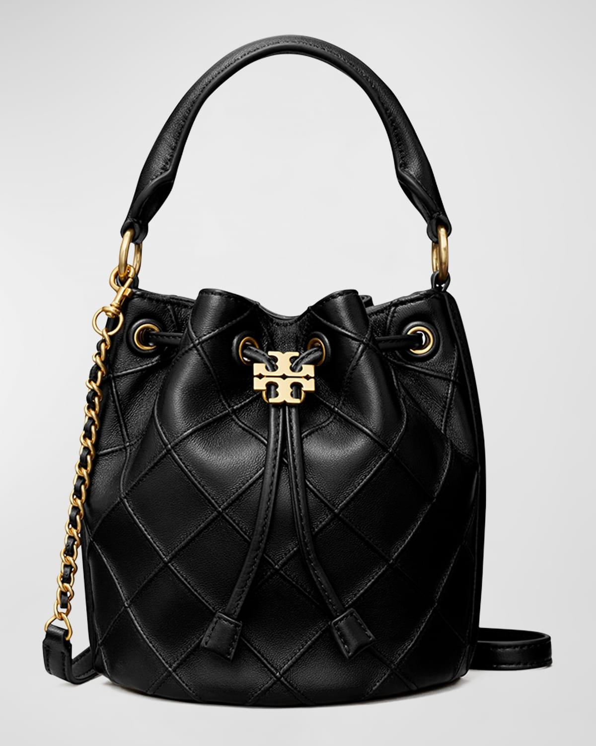 Tory Burch, Bags, Tory Burch Fleming Quilted Convertible Bucket Bag In  Black Lambskin