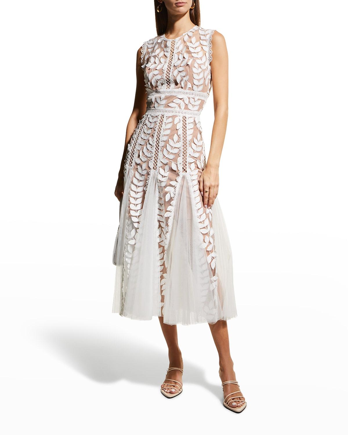 Bronx And Banco Saba Blanc Floral Appliqué Lace Midi Dress In White Lyst