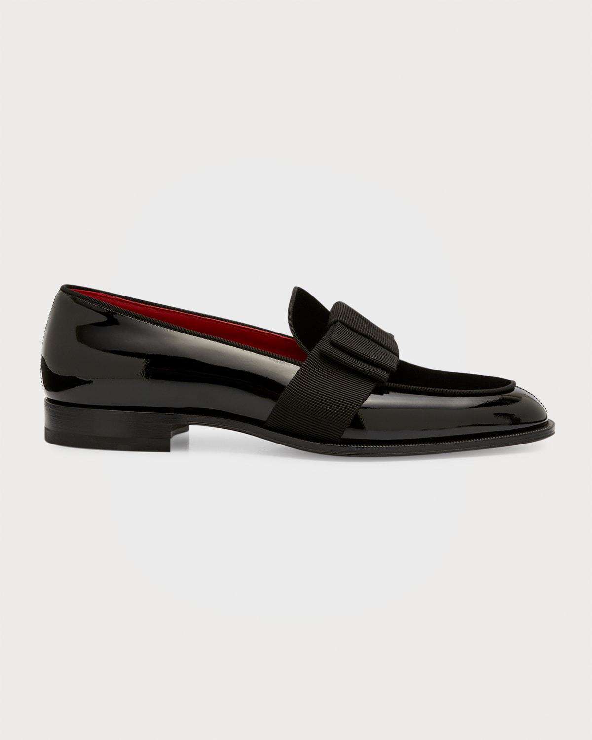 Christian Louboutin Black Patent Leather Slip-On Loafers with Red Lining Christian Louboutin Mocloon Patent Leather Loafers in Black  main image 3
