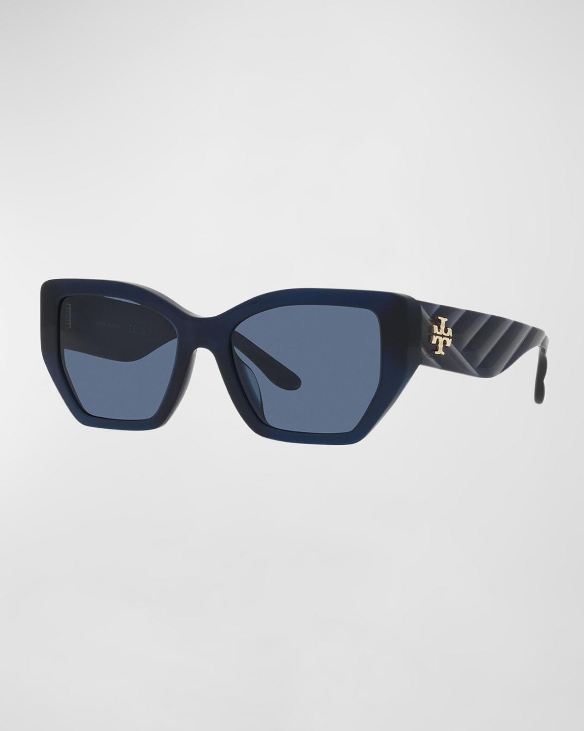Tory Burch Kira Oversized Geometric Sunglasses in Blue | Lyst