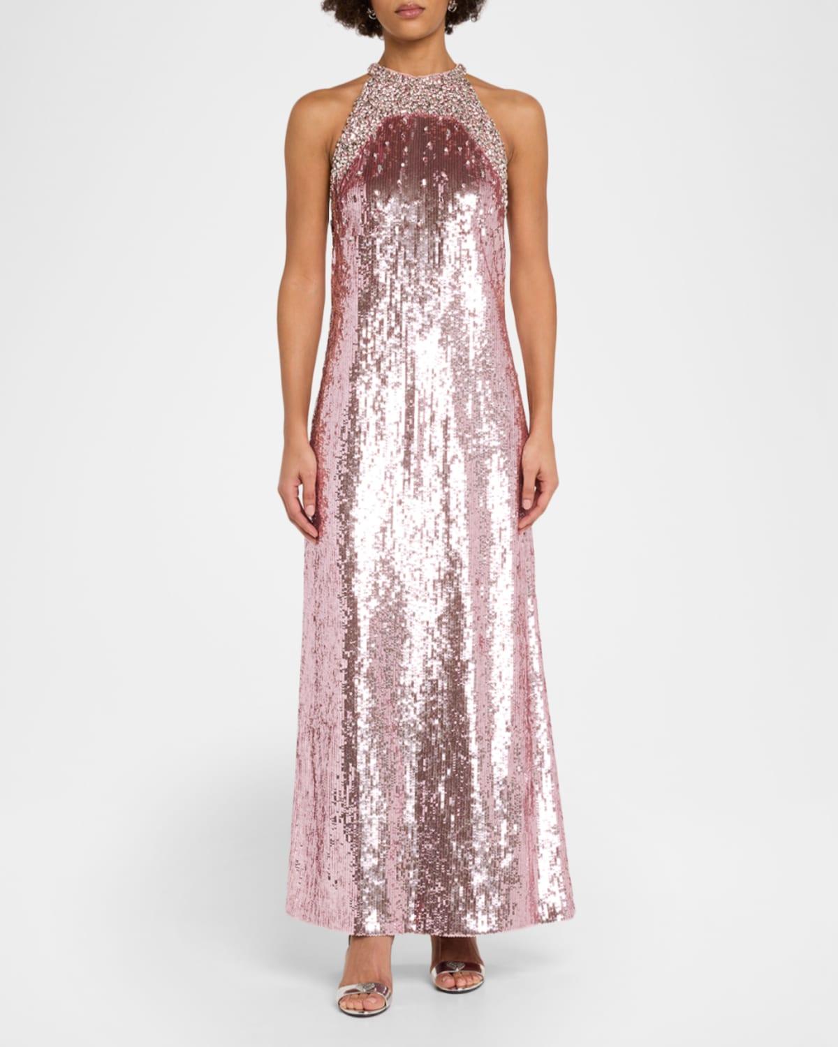 open lace back dress 2008 Emmanuel Ungaro Blush-Pink Silk Floral Applique Trained Gown