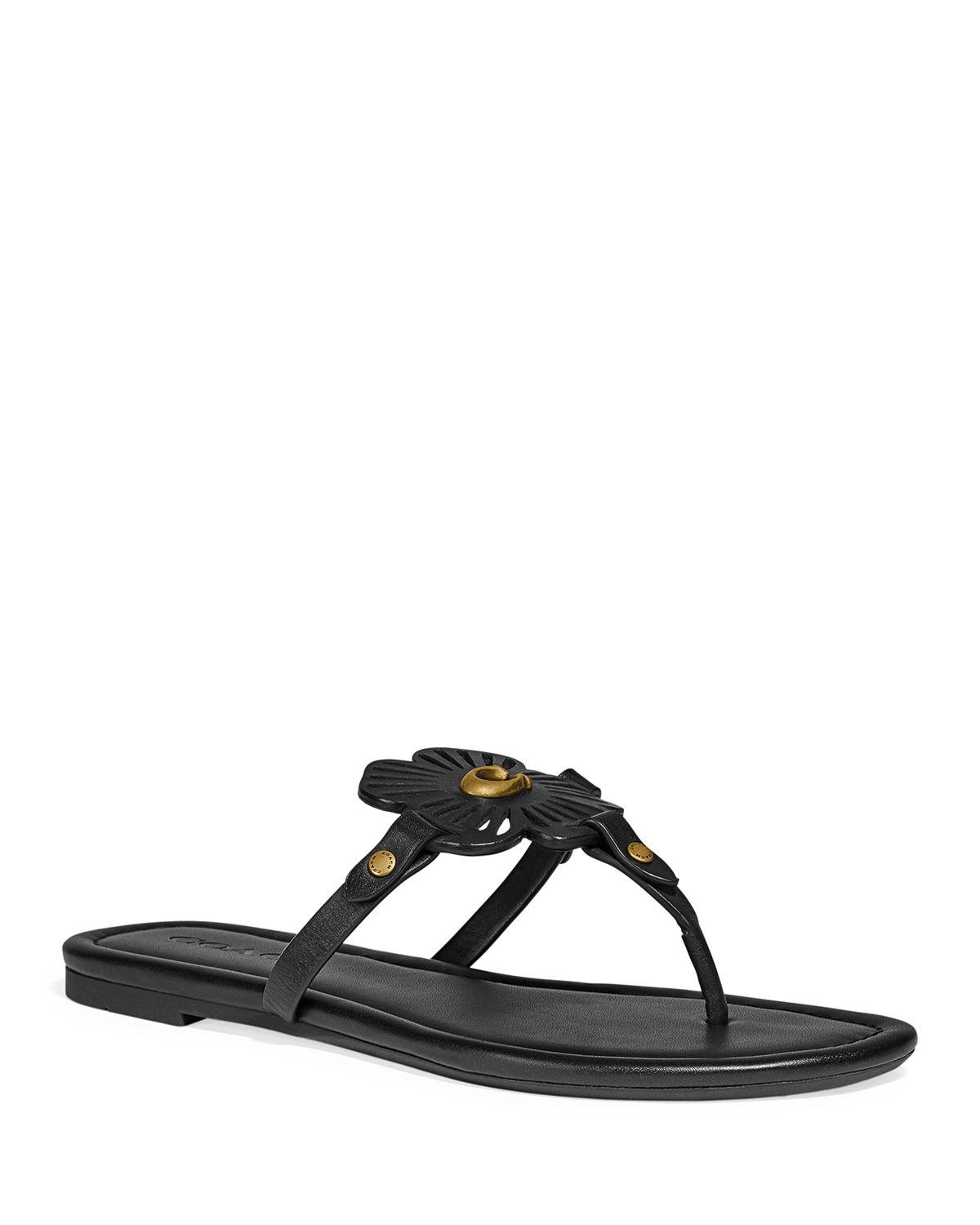 coach black thong sandals