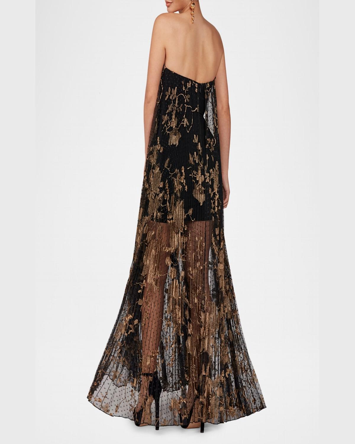 Bcbg strapless embroidered lace gown best sale