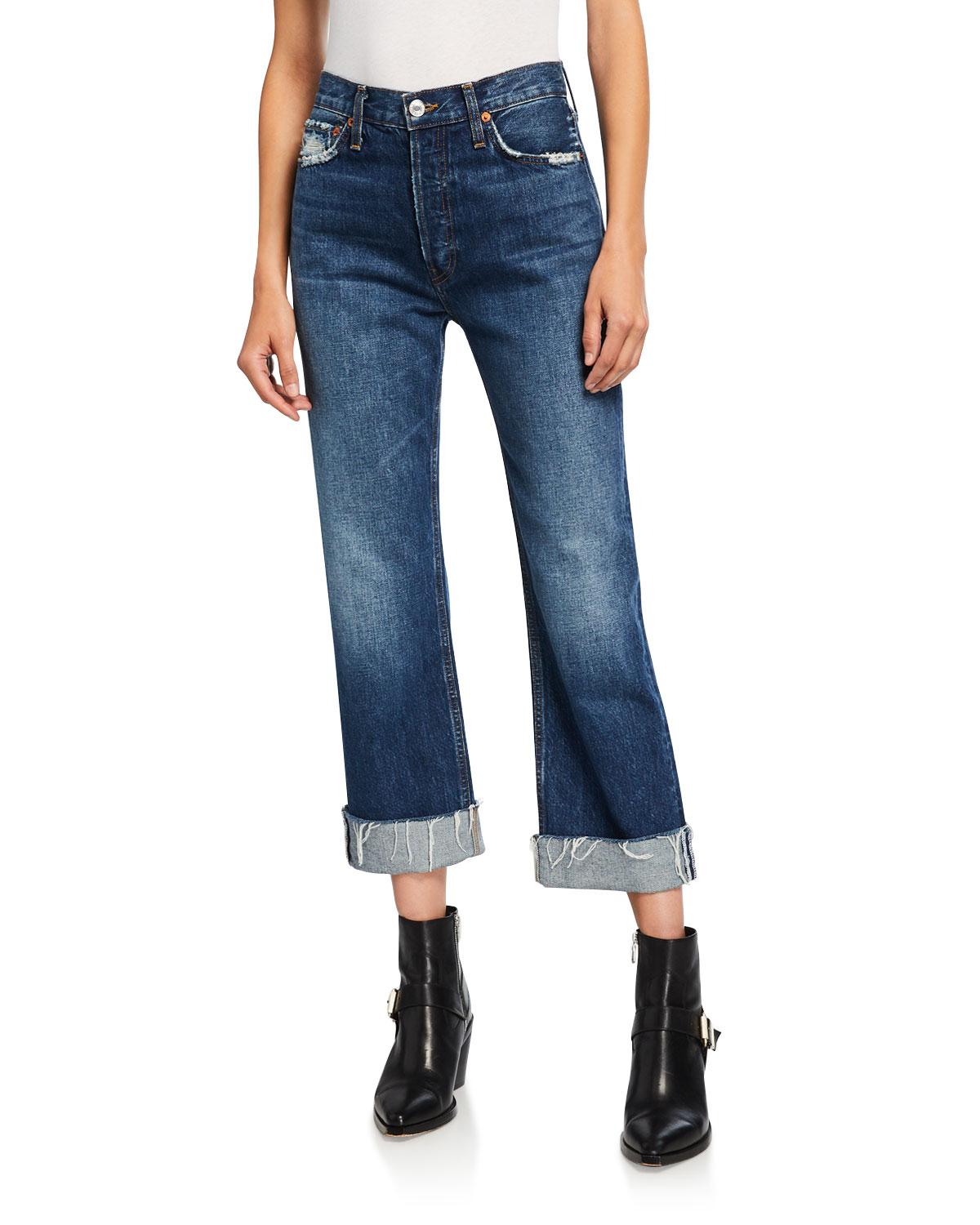 RE/DONE Denim 90s Loose Straight-leg Jeans With Cuff in Blue - Lyst