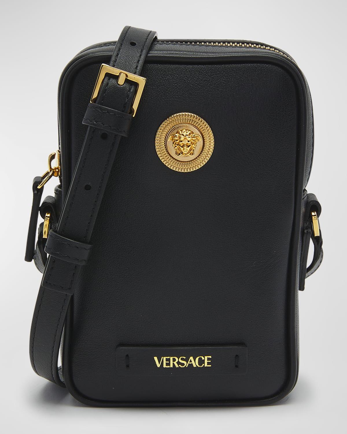Versace Medusa Biggie Leather Crossbody Bag in Black for Men | Lyst