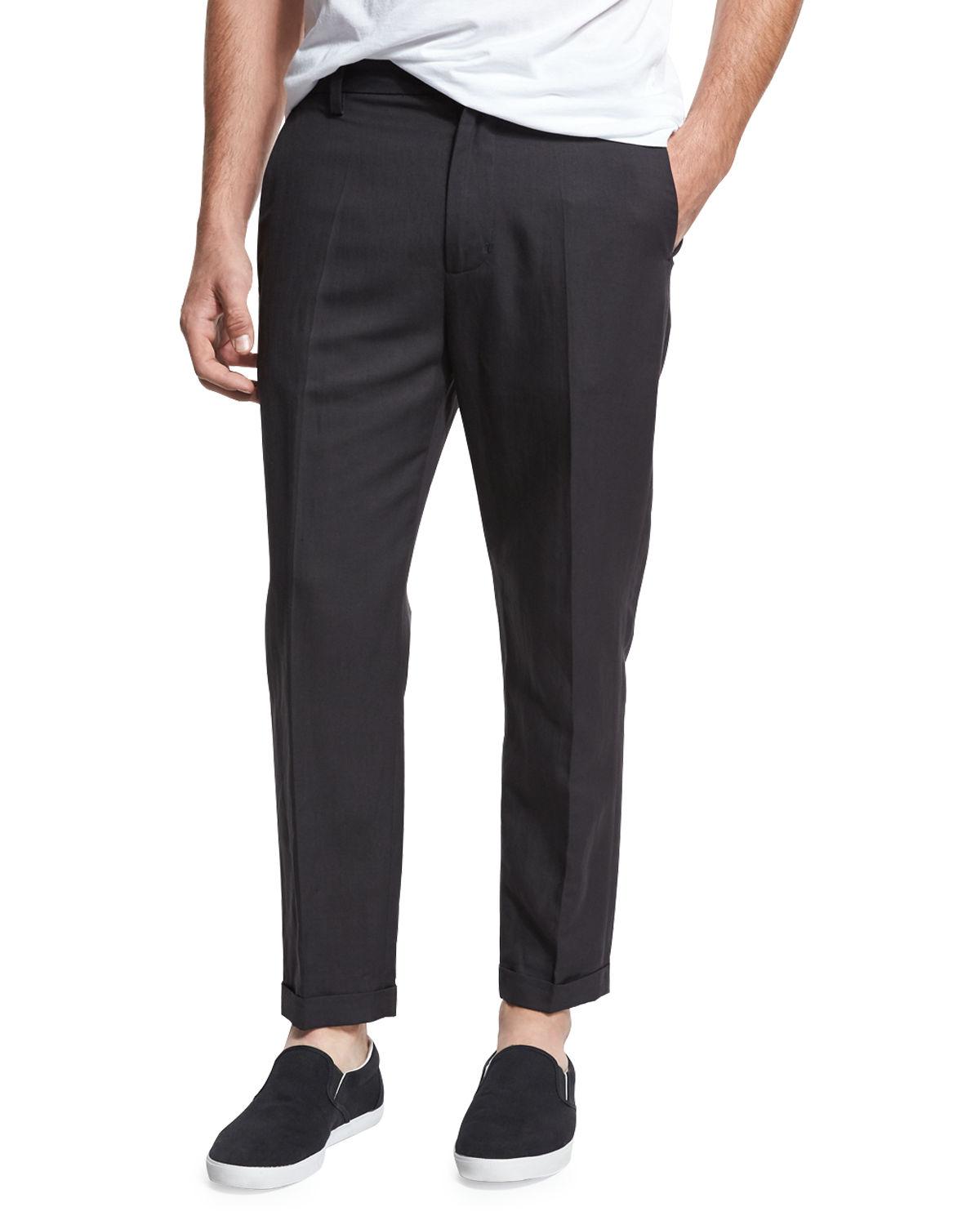 regular fit cropped linen blend joggers