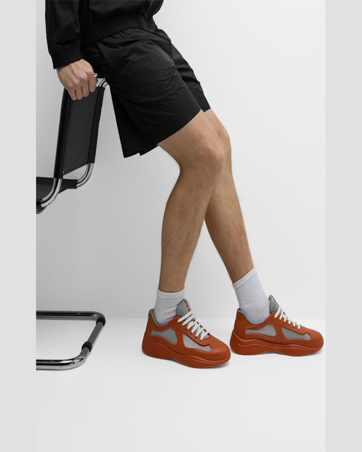 Prada Americas Cup Rubber Trainer Sneakers in Orange for Men Lyst