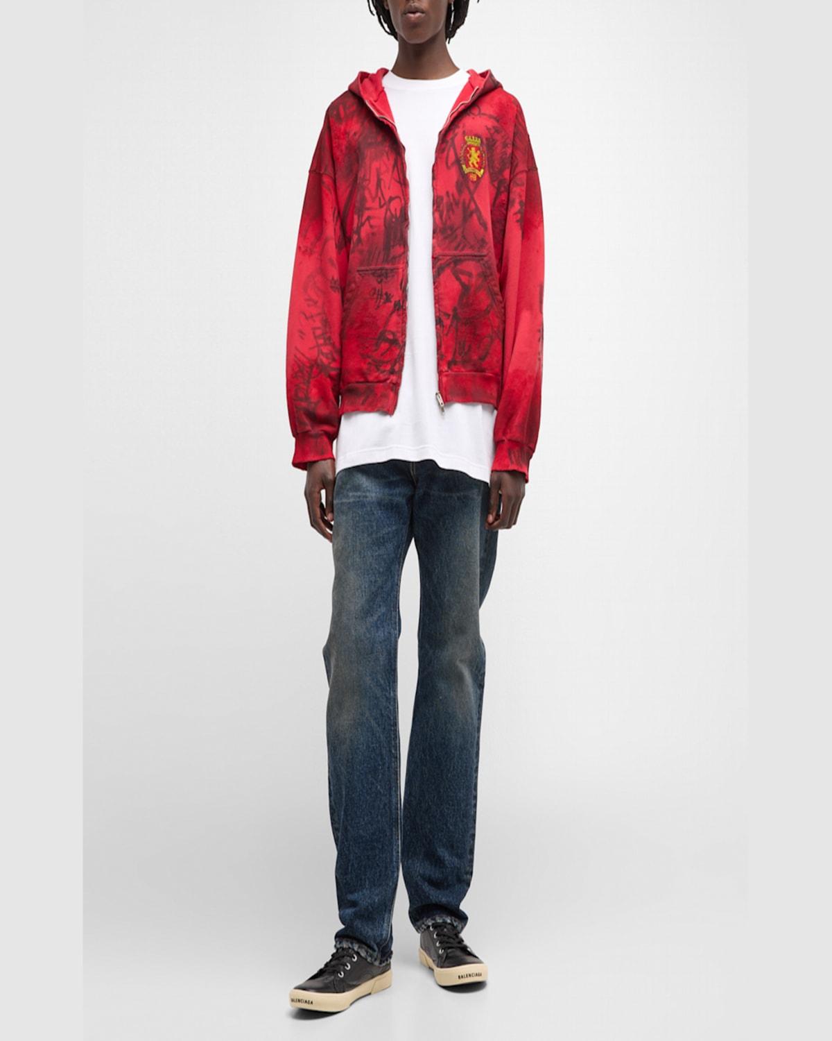 Balenciaga Skater Zip Up Hoodie Medium Fit in Red for Men | Lyst