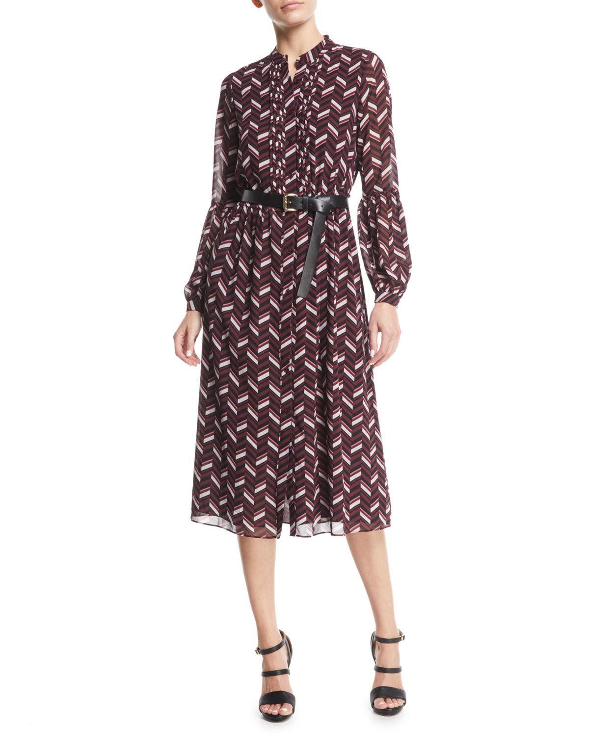Michael michael kors chevron georgette belted shirtdress Clearance