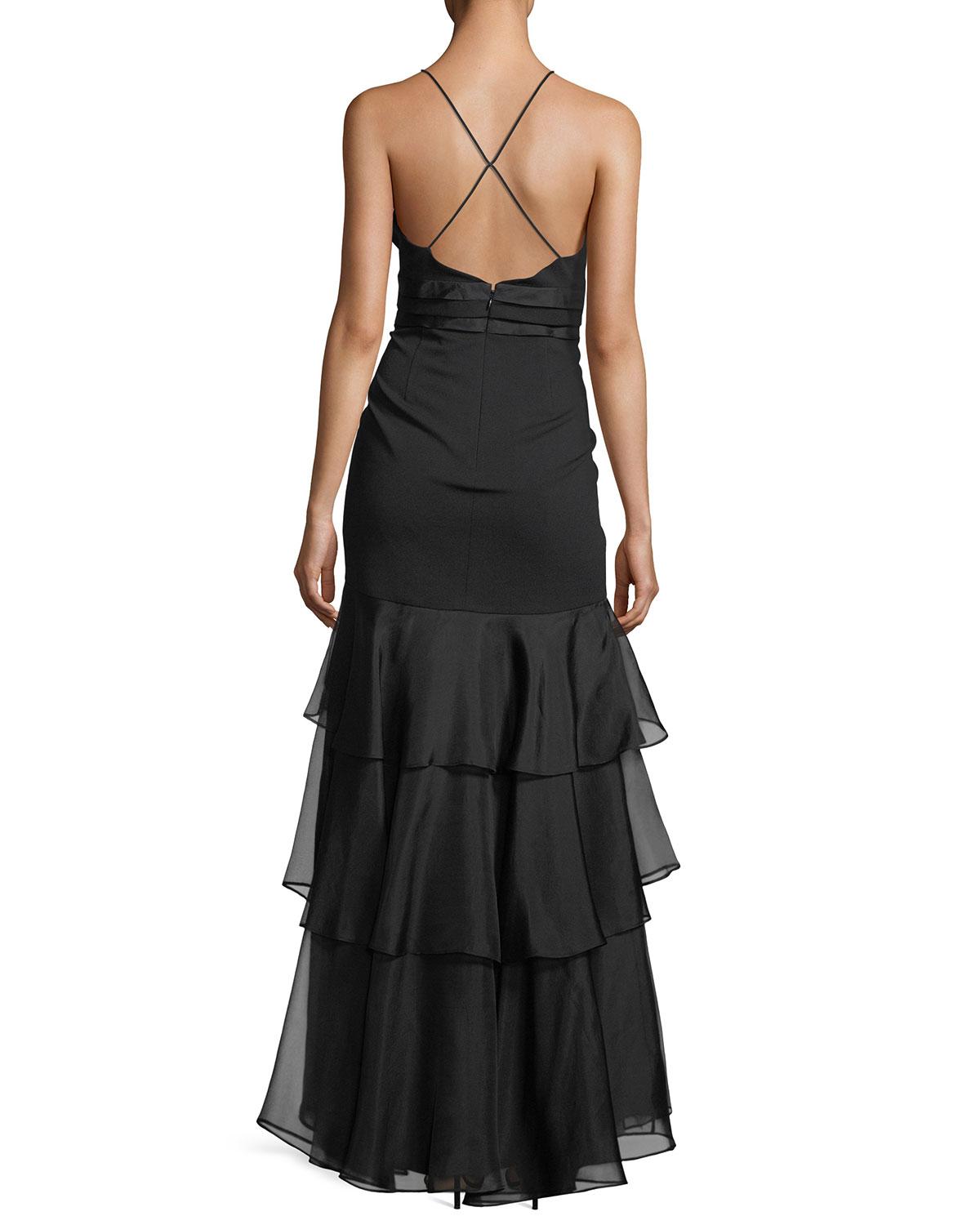 tiered chiffon gown