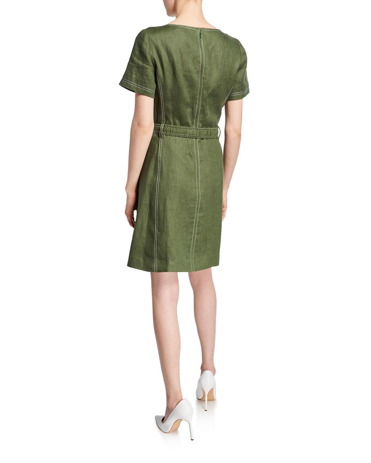 linen shift dress tory burch Tory Burch Women's Terry Jacquard Logo Shirtdress in New Ivory, size L