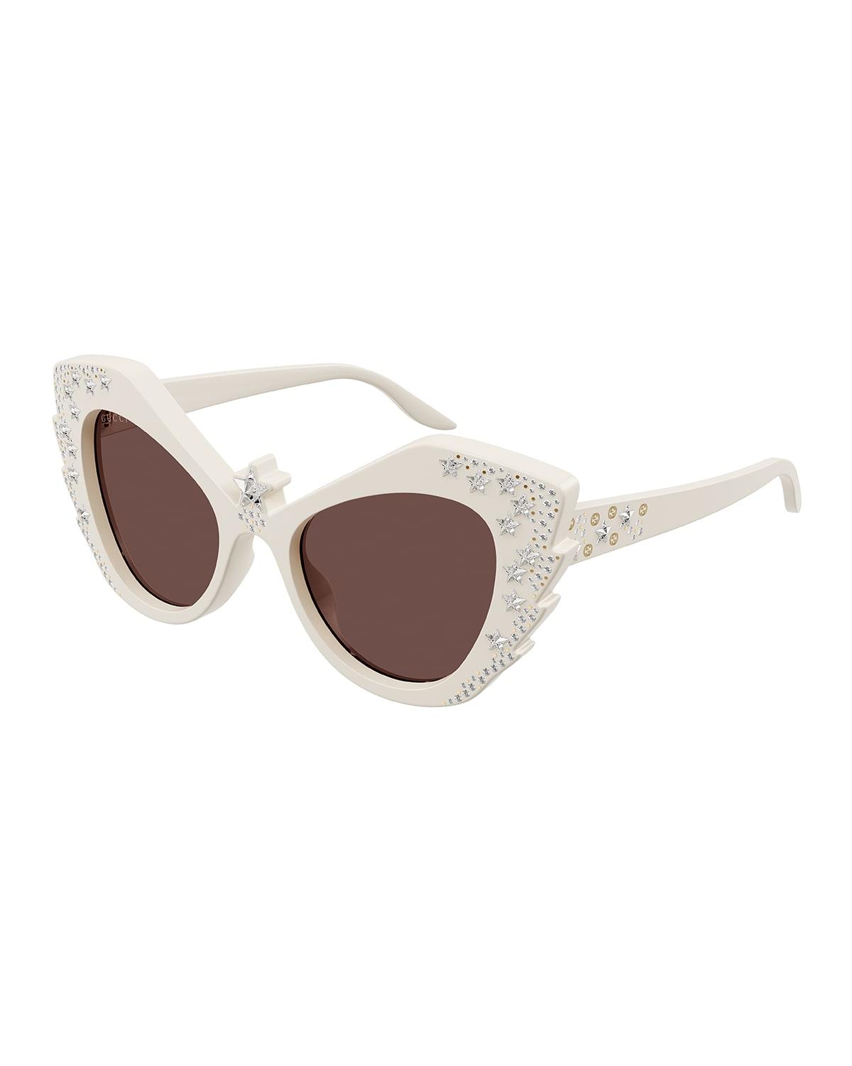 gucci cat eye glitter acetate sunglasses
