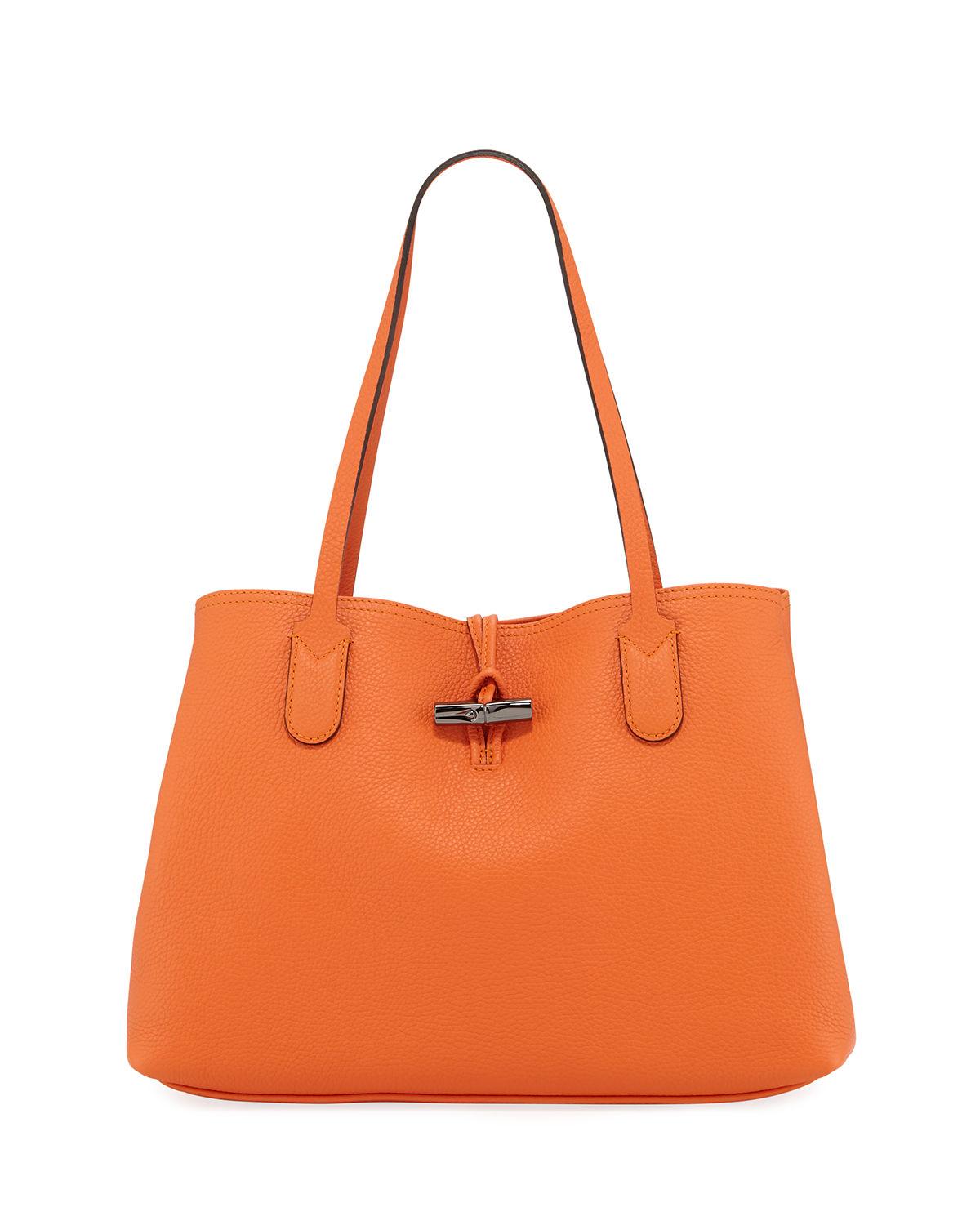 longchamp roseau leather shoulder tote