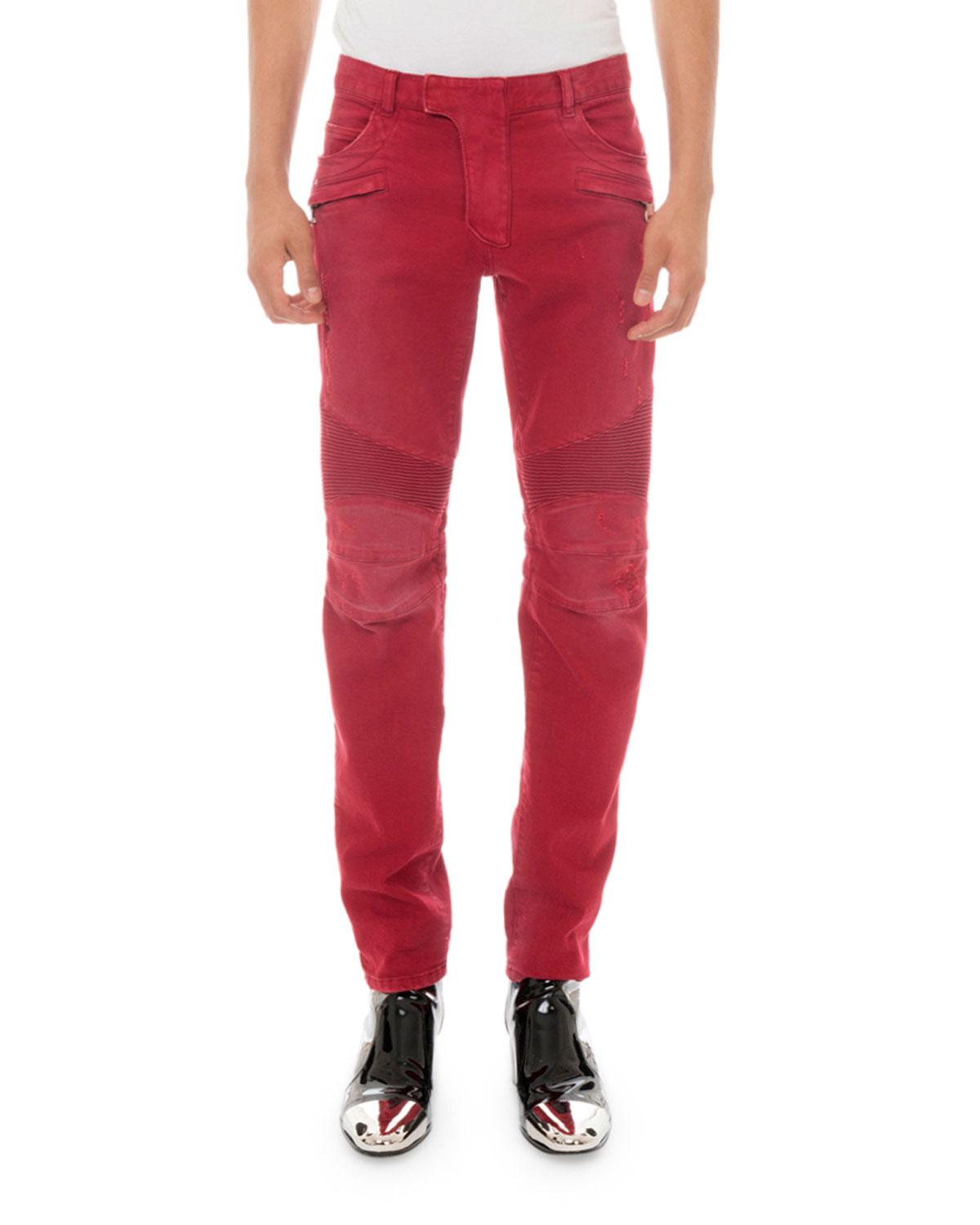 red balmain jeans