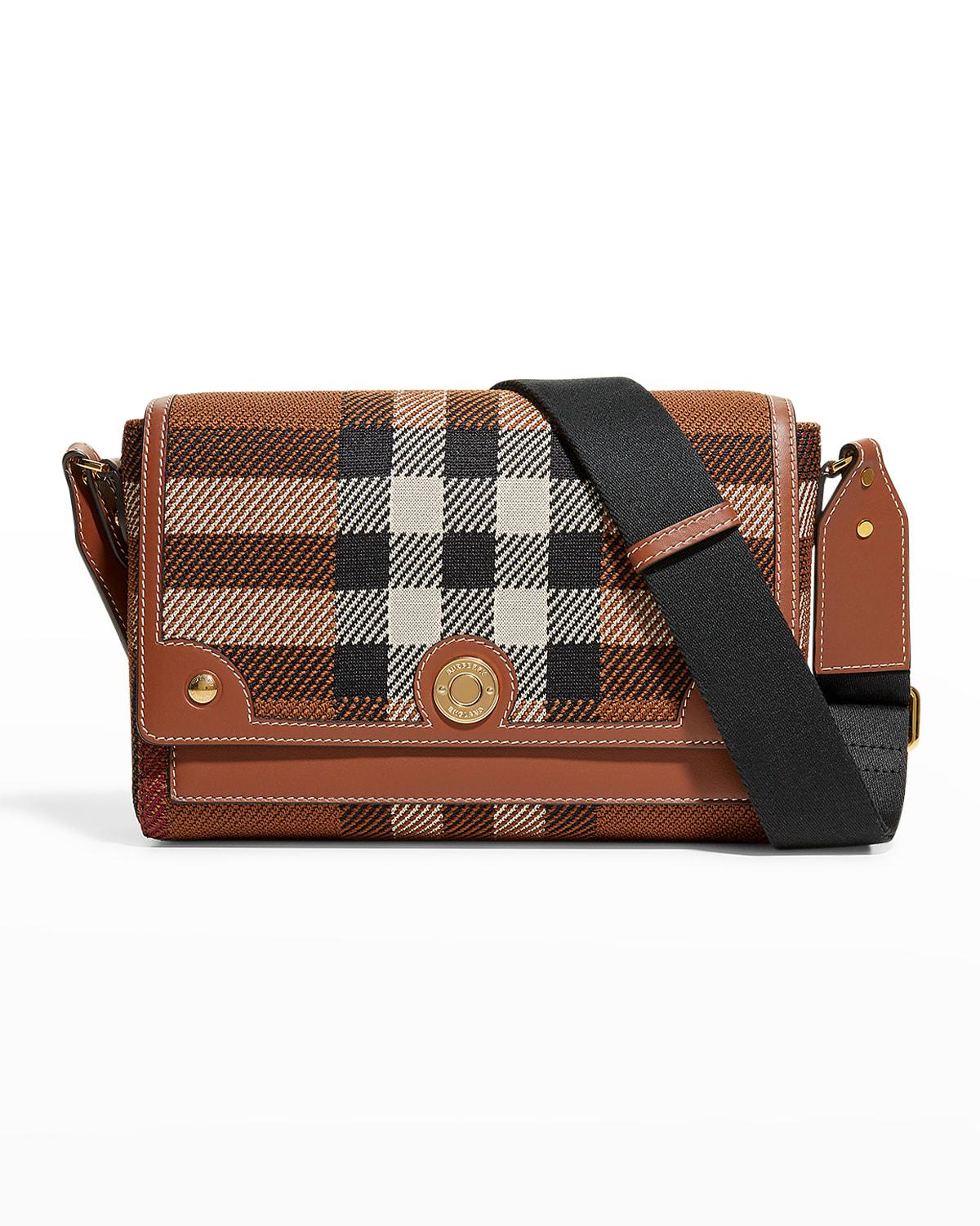 Burberry Note Check Medium Crossbody Bag in Brown Lyst