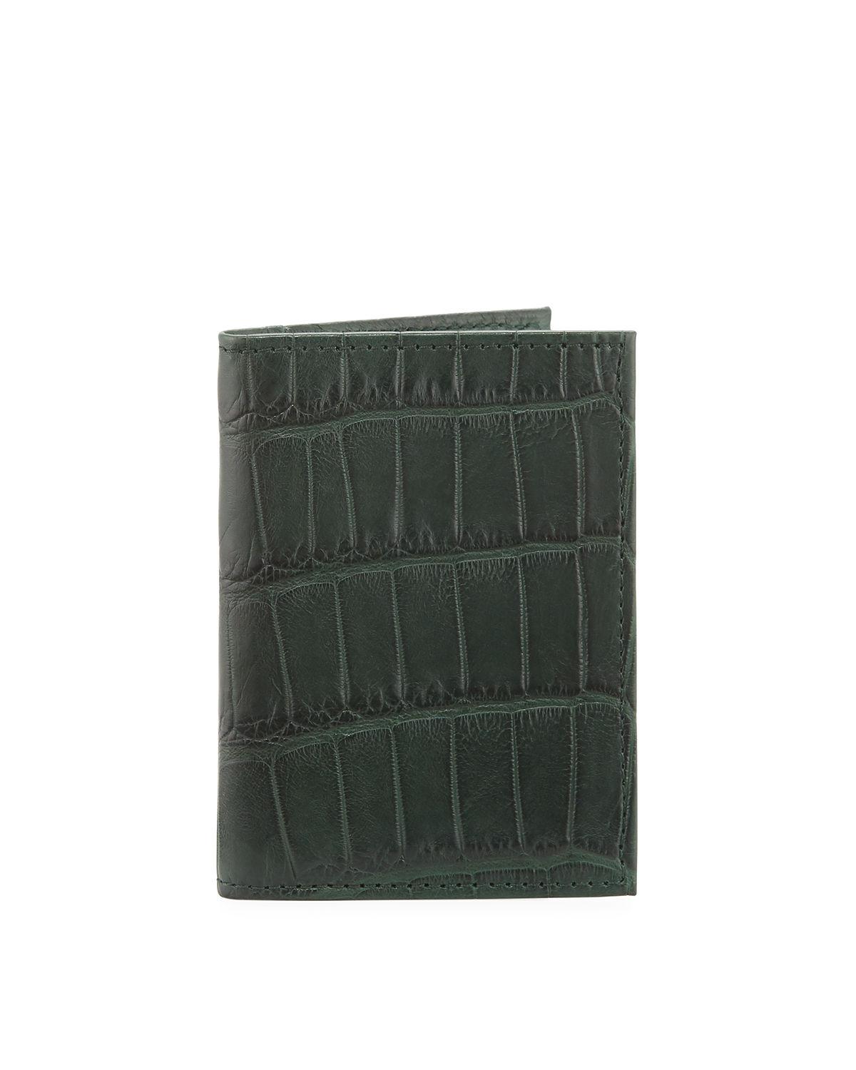 Neiman Marcus Alligator Bi-fold Wallet in Green for Men - Lyst