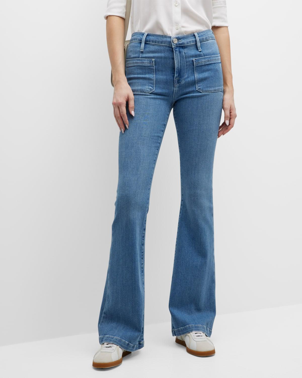 FRAME Le Bardot Flared Jeans in Blue | Lyst