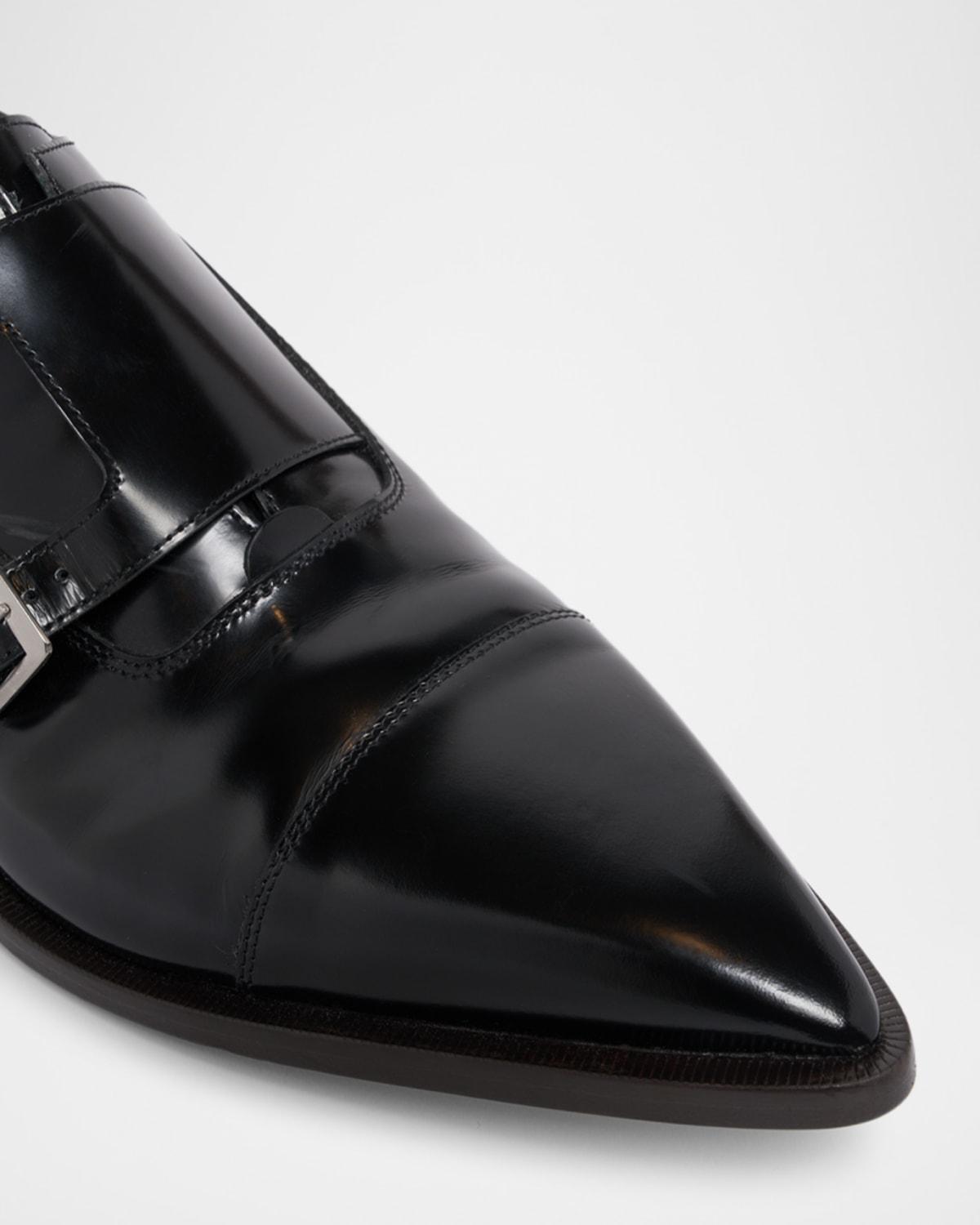 Lanvin Apos;S Leather Point-Toe Double-Monk Strap Loafers in  display picture 1