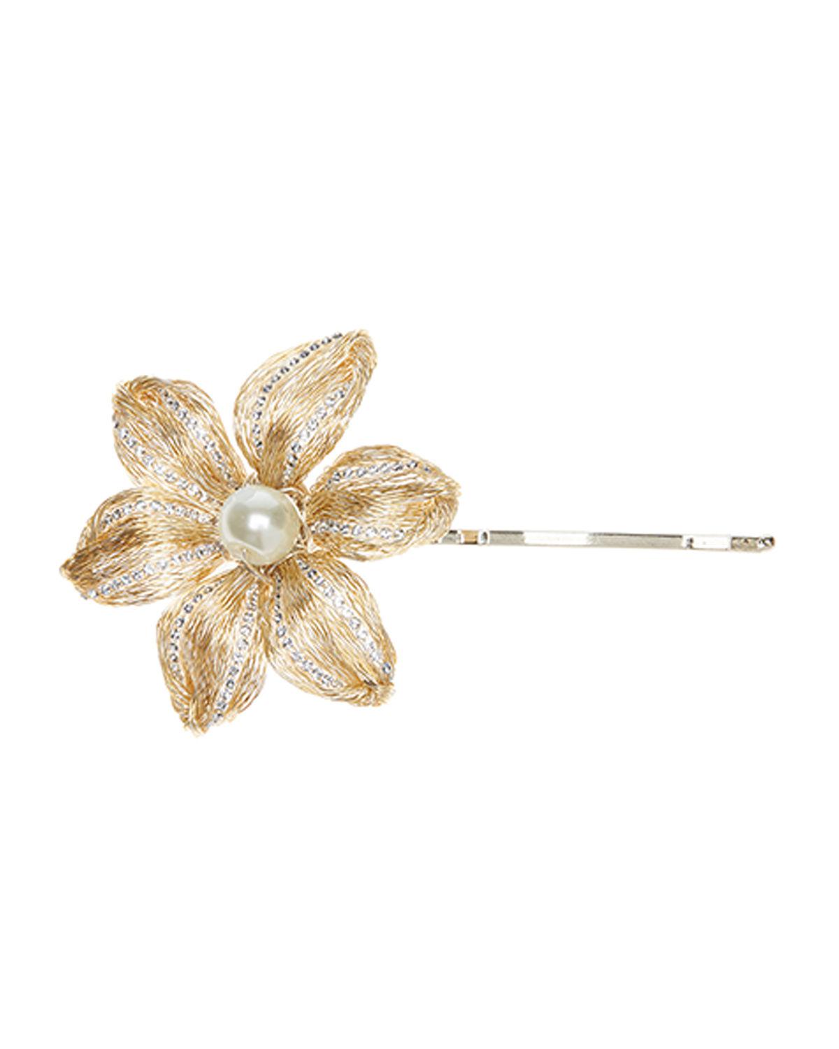 Colette Malouf Chloe Diamond Bobby Pin W Glass Pearl Bead In