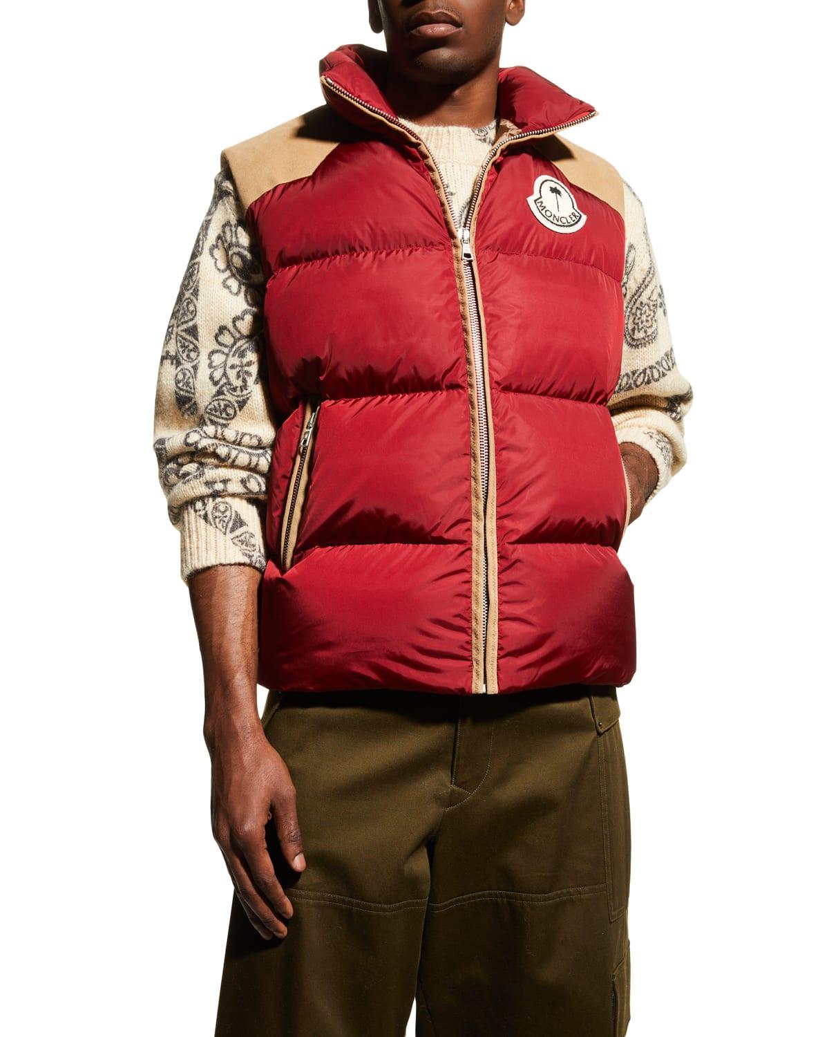 Moncler Genius X Palm Angels Kamakou Puffer Vest in Red for Men | Lyst