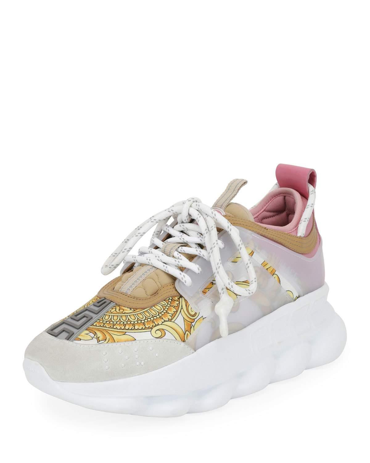 versace chain reaction sneakers pink