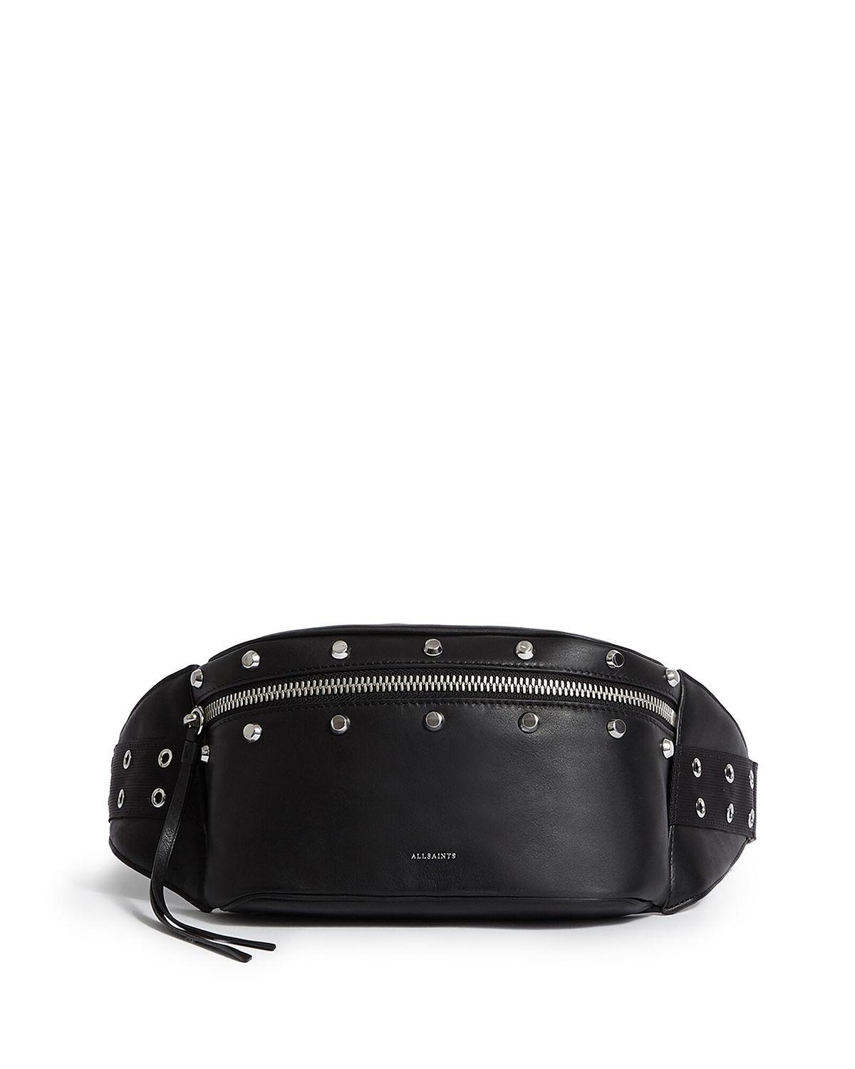 AllSaints Men's Oppose Leather Fanny Pack, Black