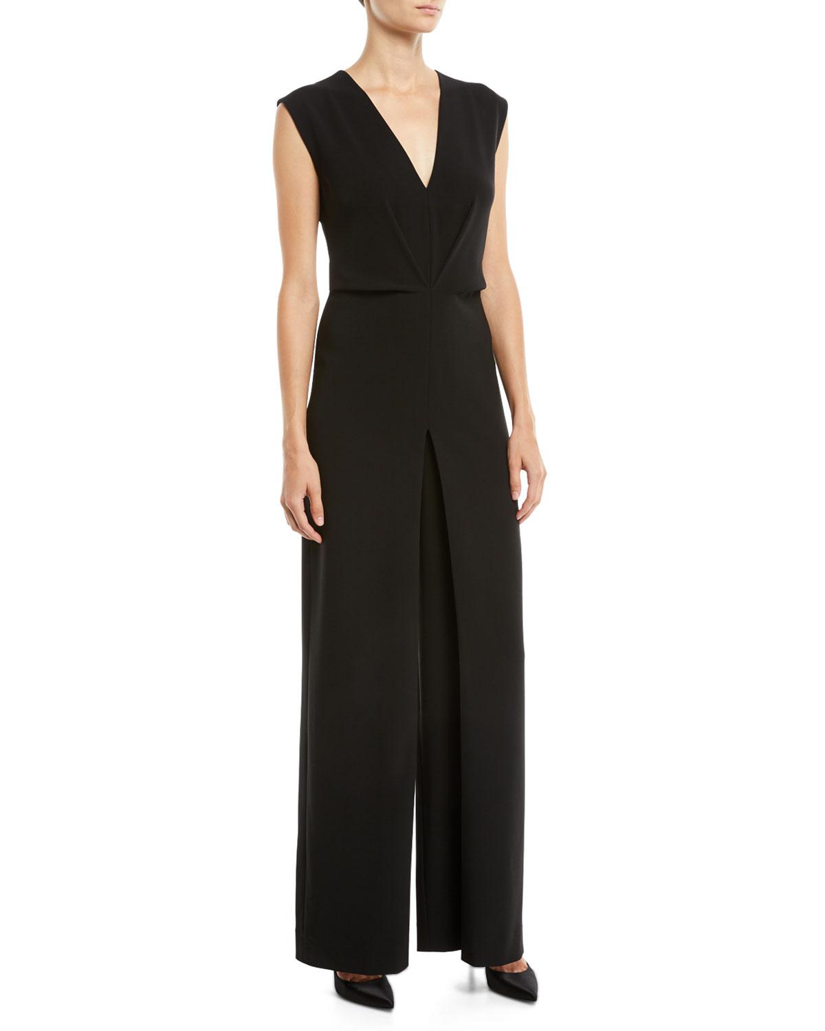 wide leg sleeveless jumpsuit