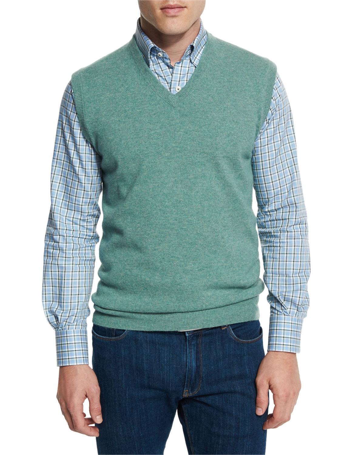 Lyst - Peter Millar Cashmere V-neck Sweater Vest in Green for Men