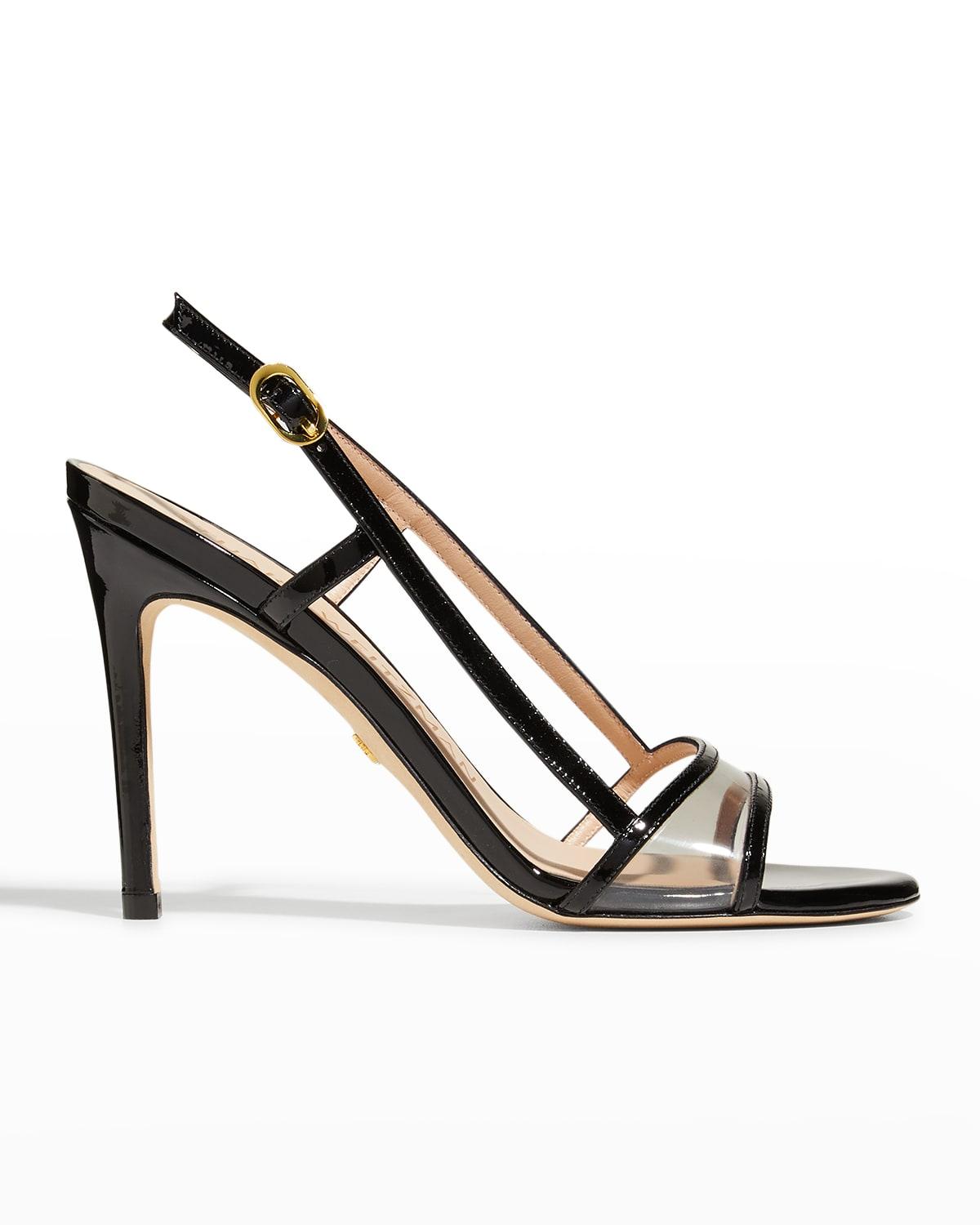 Stuart Weitzman Mondrian Patent Slingback Glam Sandals in Metallic | Lyst