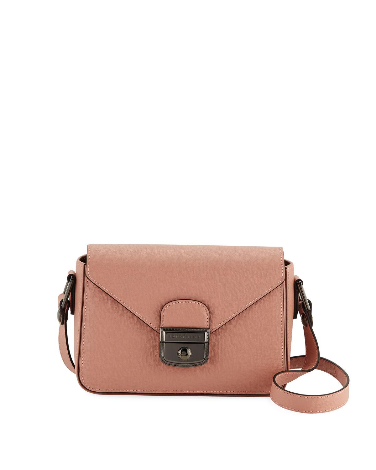 Longchamp Le Pliage Heritage Leather Crossbody Bag in Blush (Brown) Lyst