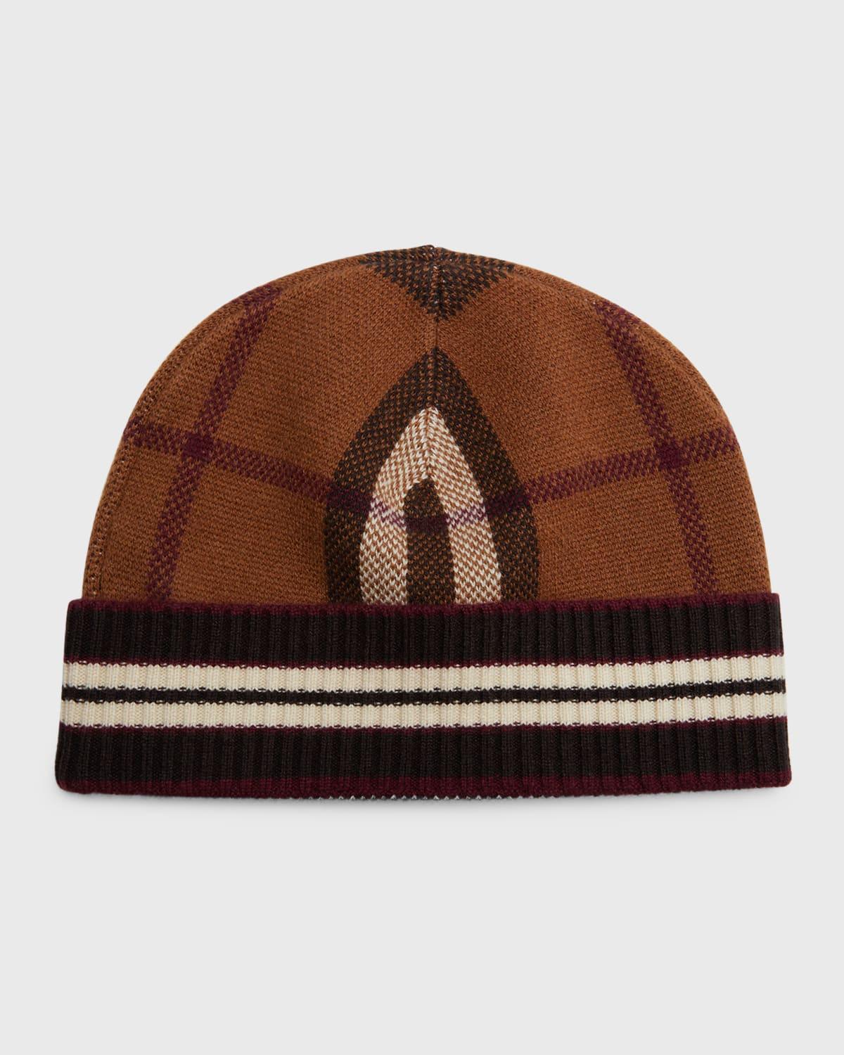 Burberry Mash-up Check Beanie Hat in Brown | Lyst