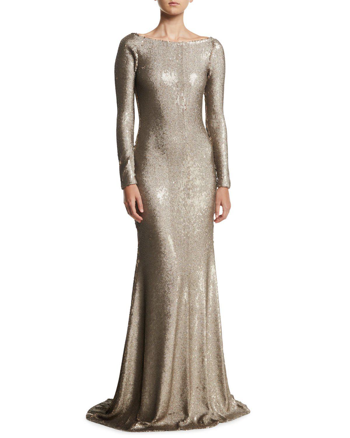 boat neck long gown