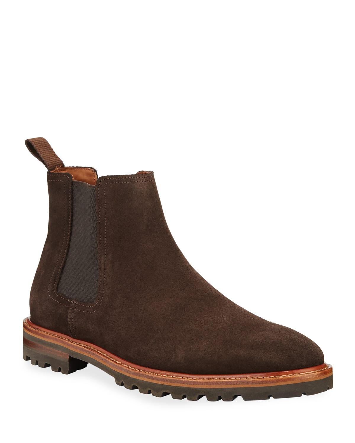 Aquatalia Leighton Suede Chelsea Boots in Brown for Men Lyst