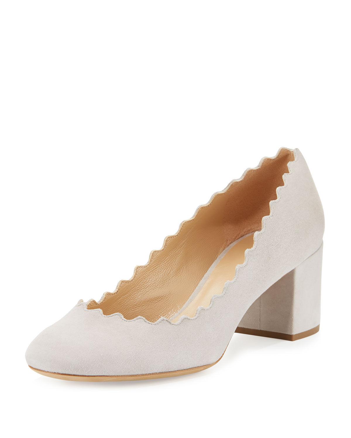 chloe scalloped block heel