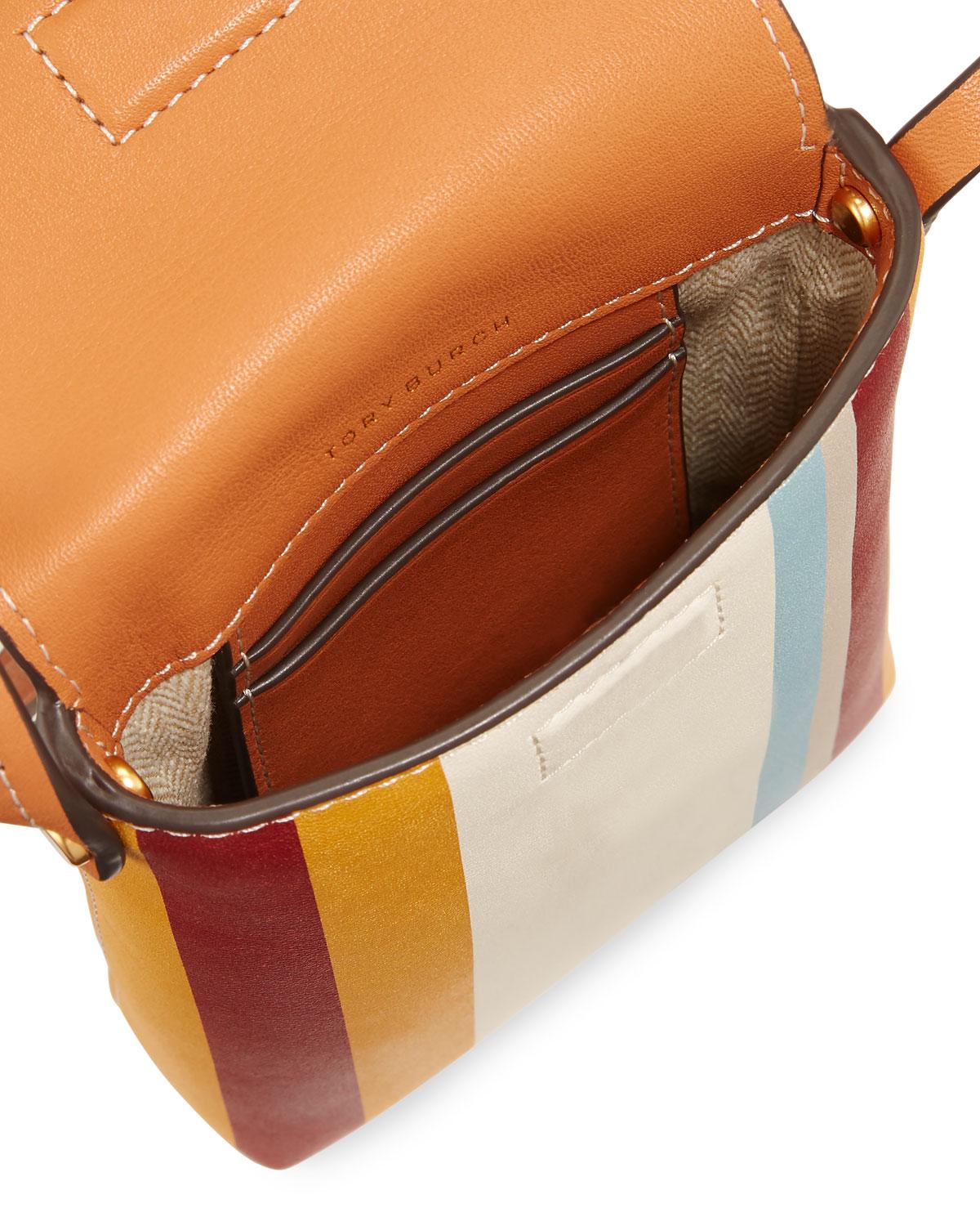 Tory Burch Leather Miller Striped Phone Crossbody Bag Lyst