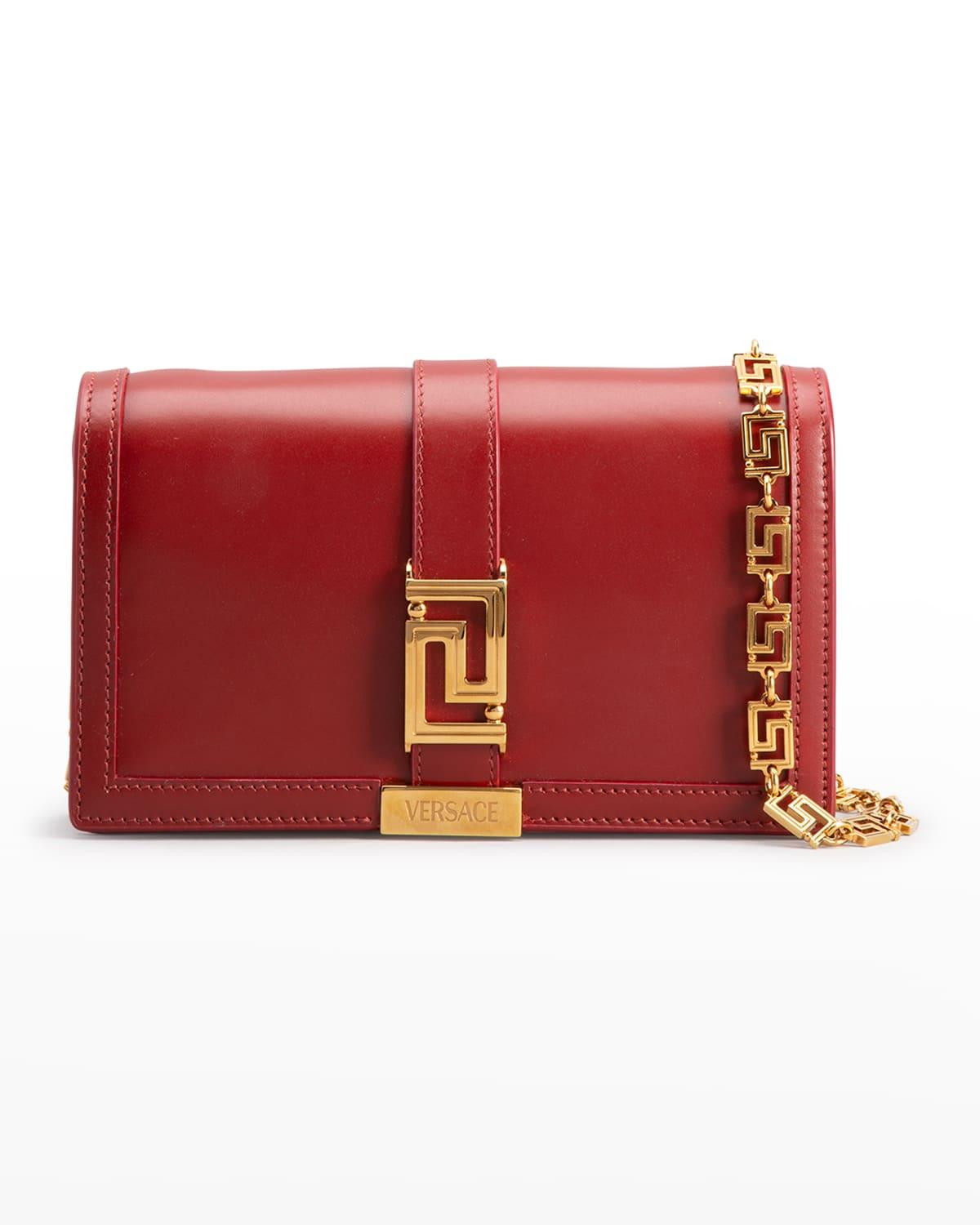 Versace Greca Goddess Leather Wallet On Chain in Red