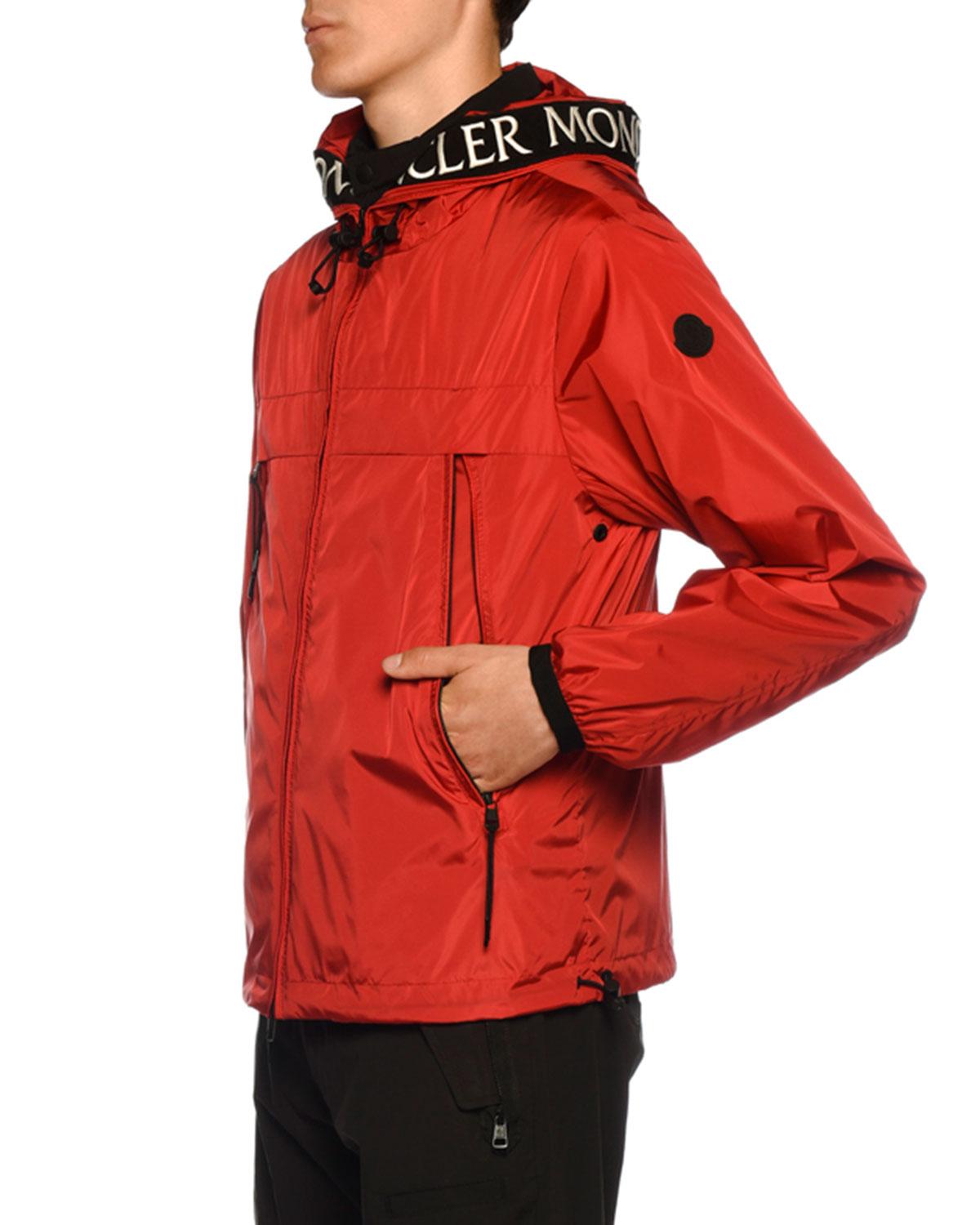 all red moncler jacket
