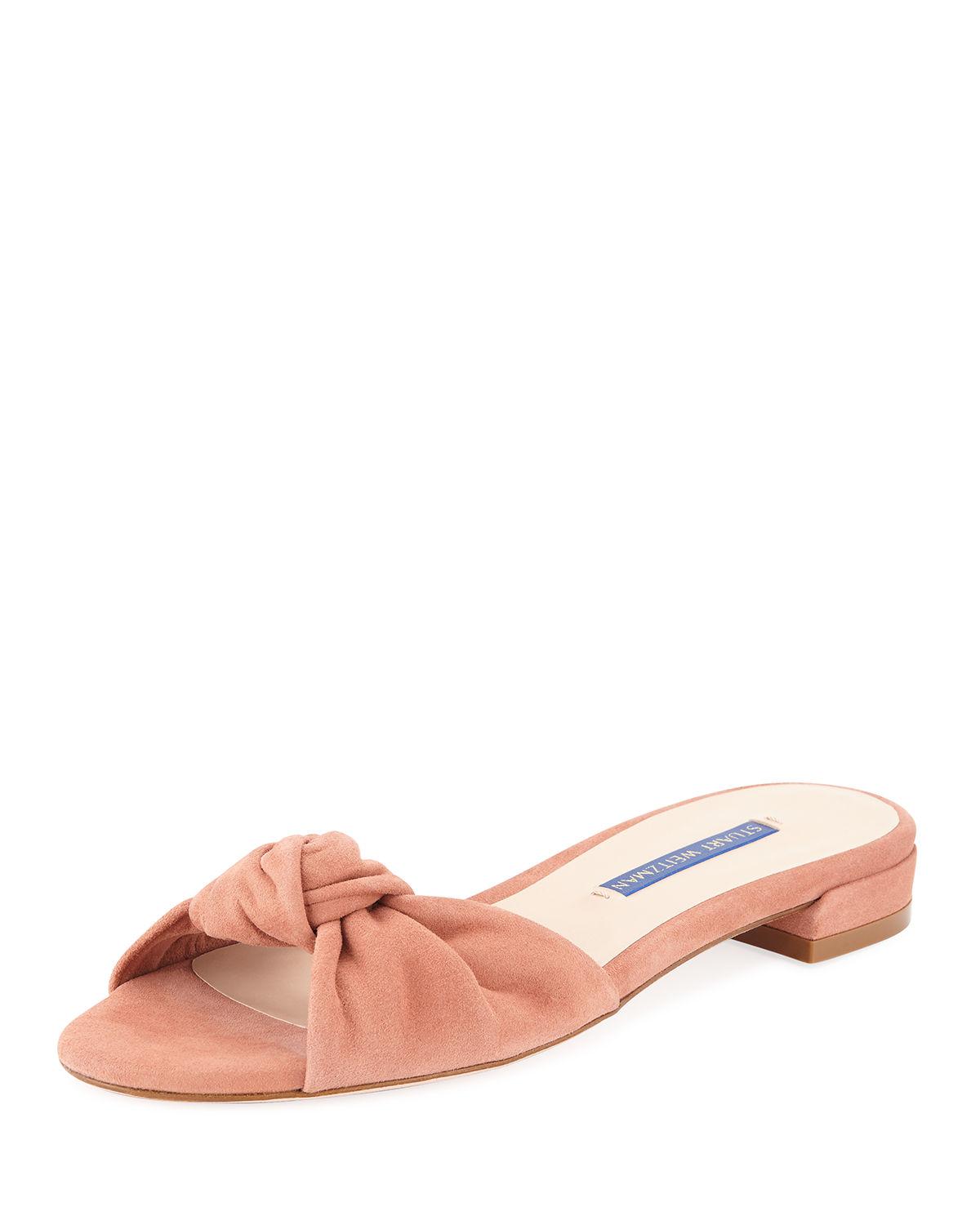stuart weitzman kelli suede knot slide sandals
