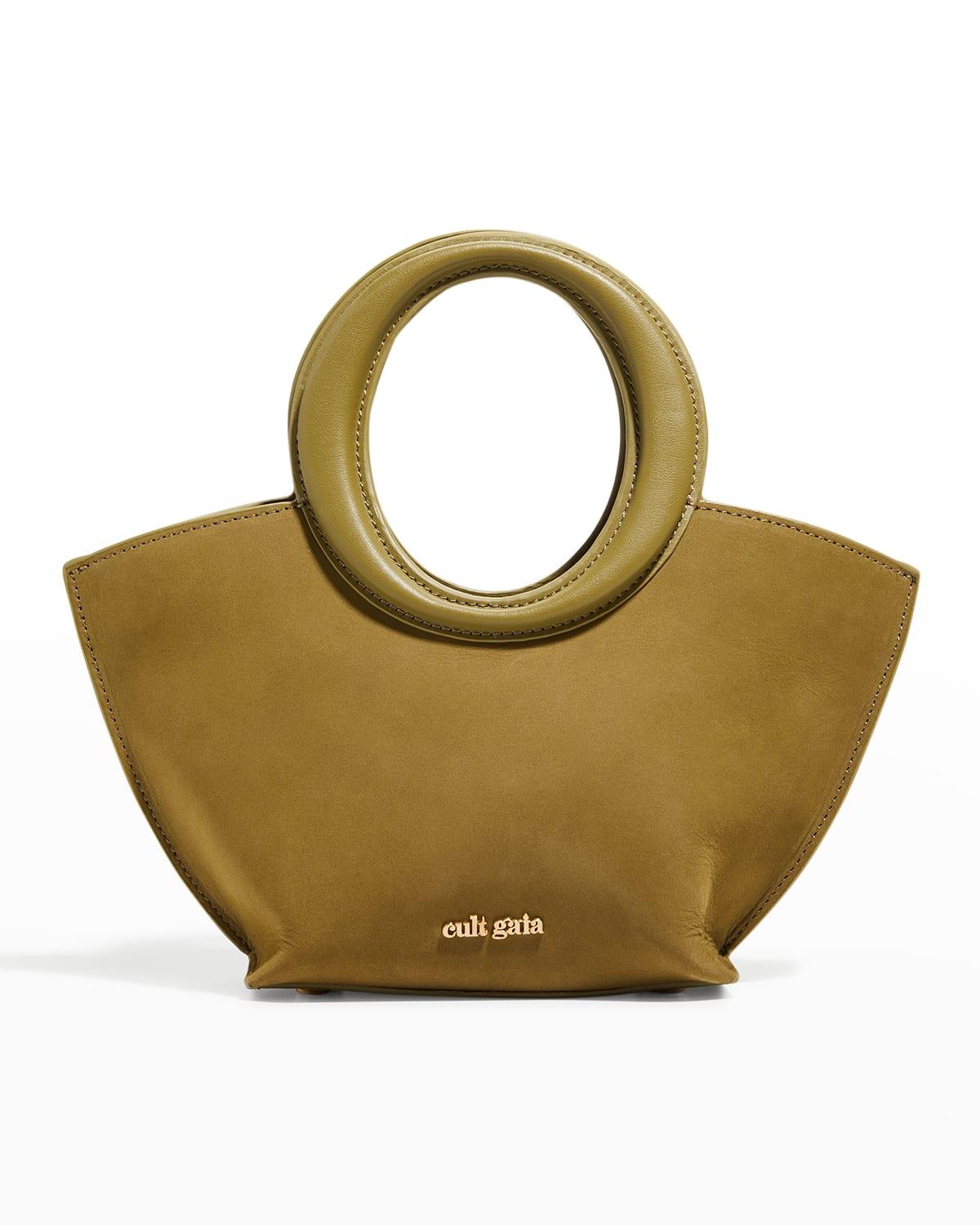 Cult Gaia Ansel Ring Leather Crossbody Bag in Green