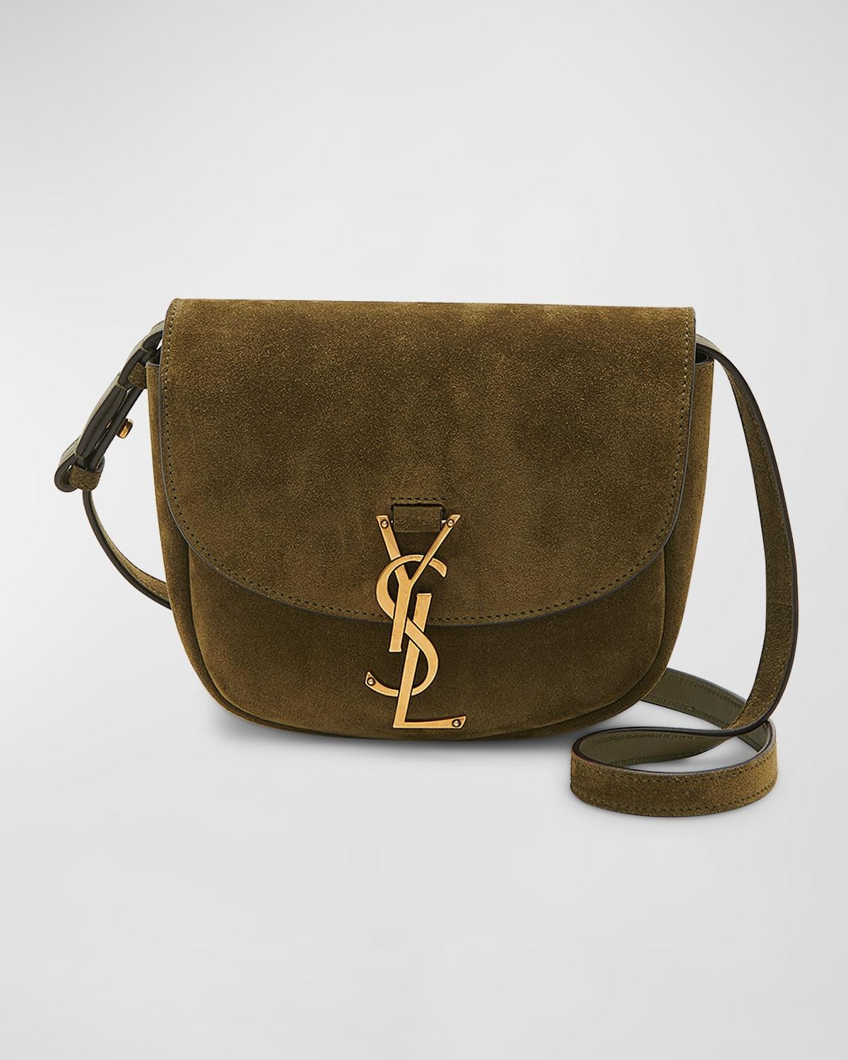Saint Laurent Kaia Small Suede Crossbody Bag in Green | Lyst