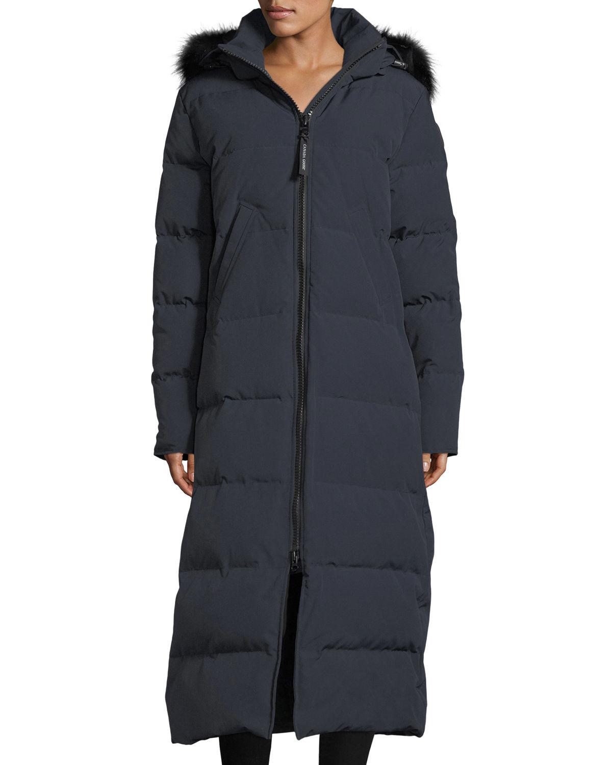 Canada Goose Goose Mystique Long Hooded Puffer Parka Coat W/ Fur Trim