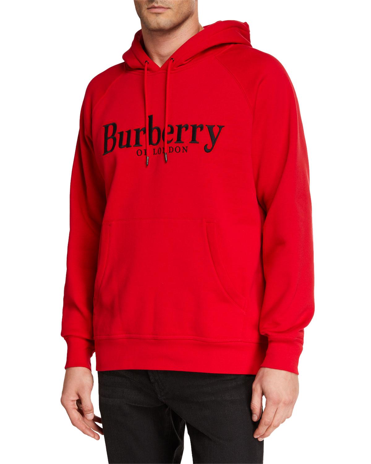 Burberry Logo Hoodie in Red for Men | Lyst
