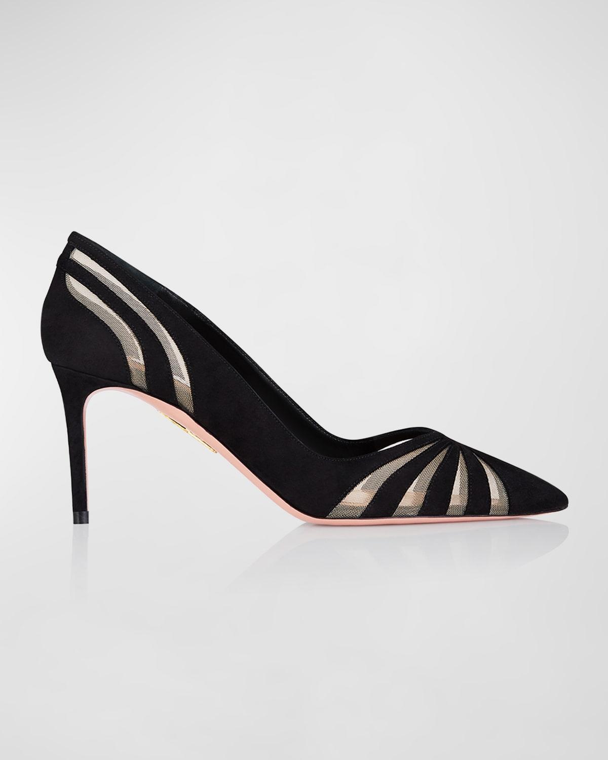 Aquazzura The Spy Suede Mesh Pumps in Black Lyst