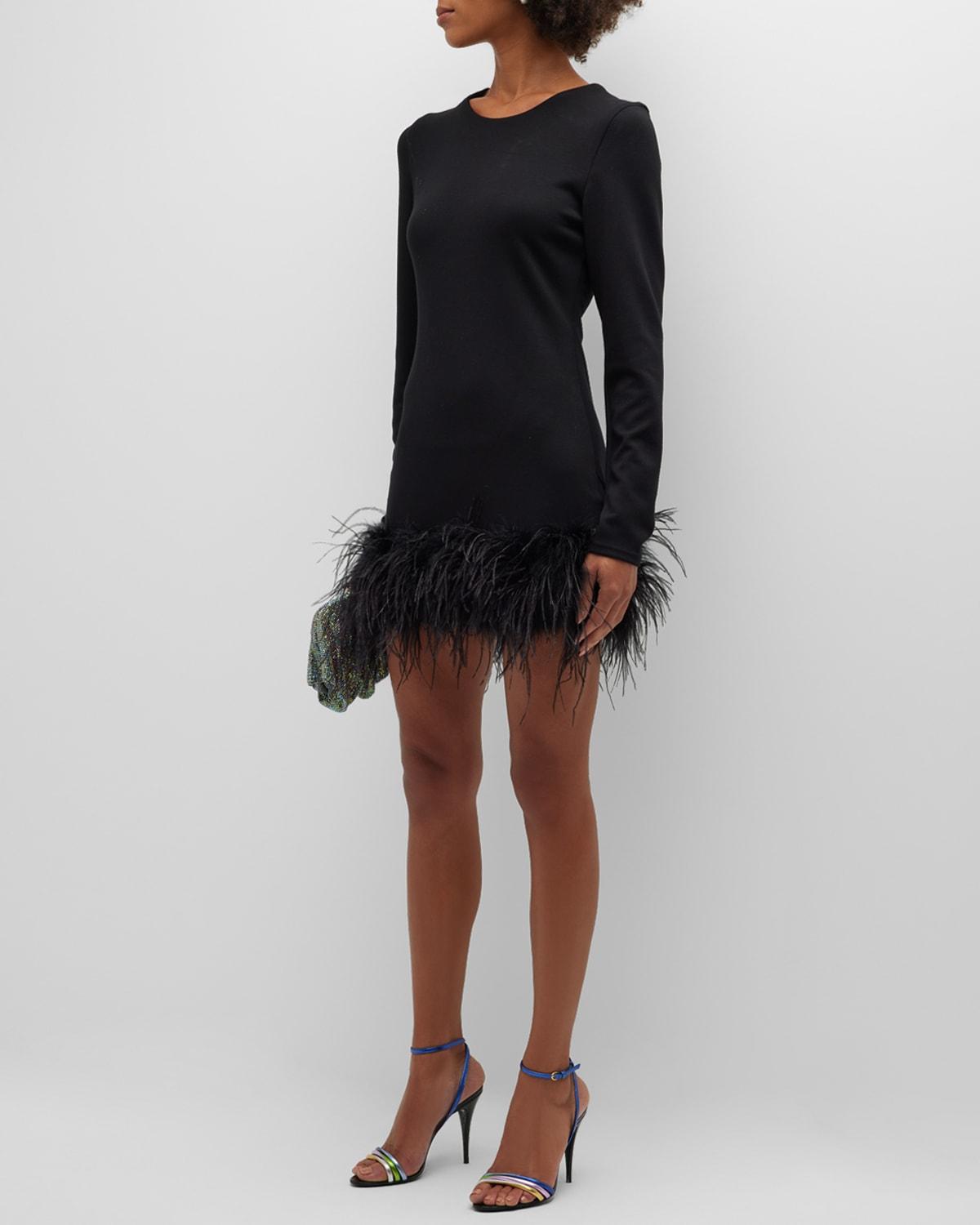 Black Ostrich Feather Mini Dress Gorgeous. Full Ostrich -  Singapore